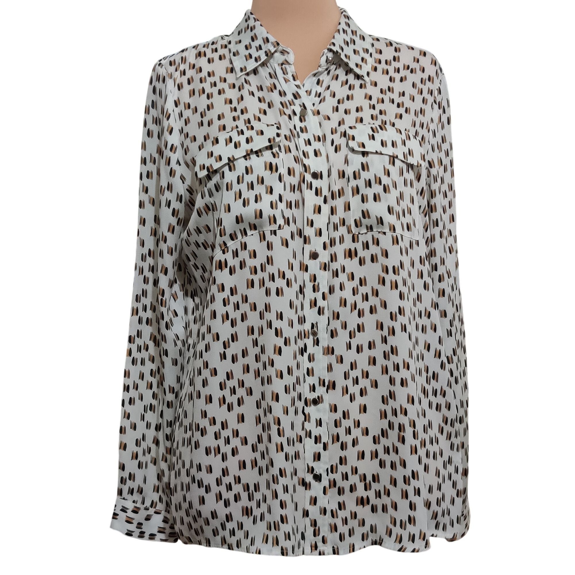 Other Liz Claiborne L Sheer Button Down Blouse Geometric Print Lig Size L / US 10 / IT 46 - 1 Thumbnail