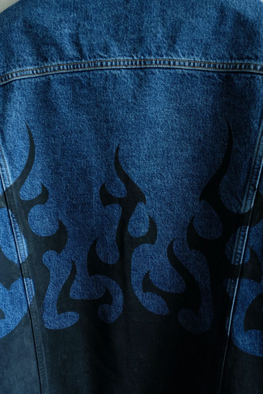Vetements Vetements Denim Flames Jean Jacket Fire Print Balenciaga Size US L / EU 52-54 / 3 - 8 Thumbnail