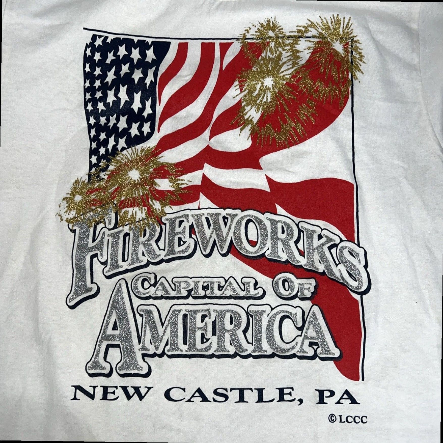 Jerzees VINTAGE Jerzees USA Fireworks T-Shirt Mens Medium White Size US M / EU 48-50 / 2 - 5 Thumbnail