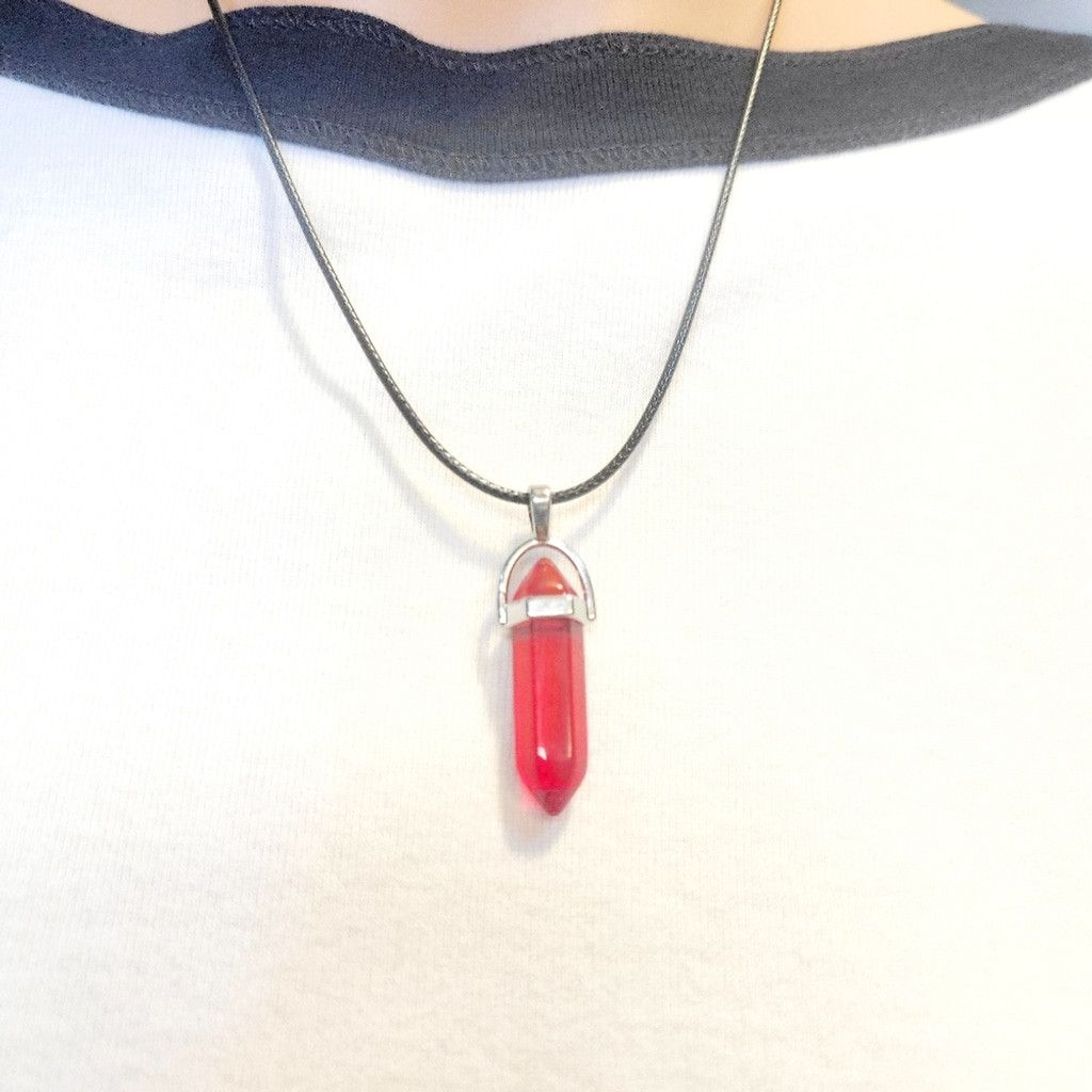 Handmade Natural Fire Red Quartz Crystal Pendant Necklace Size ONE SIZE - 1 Thumbnail