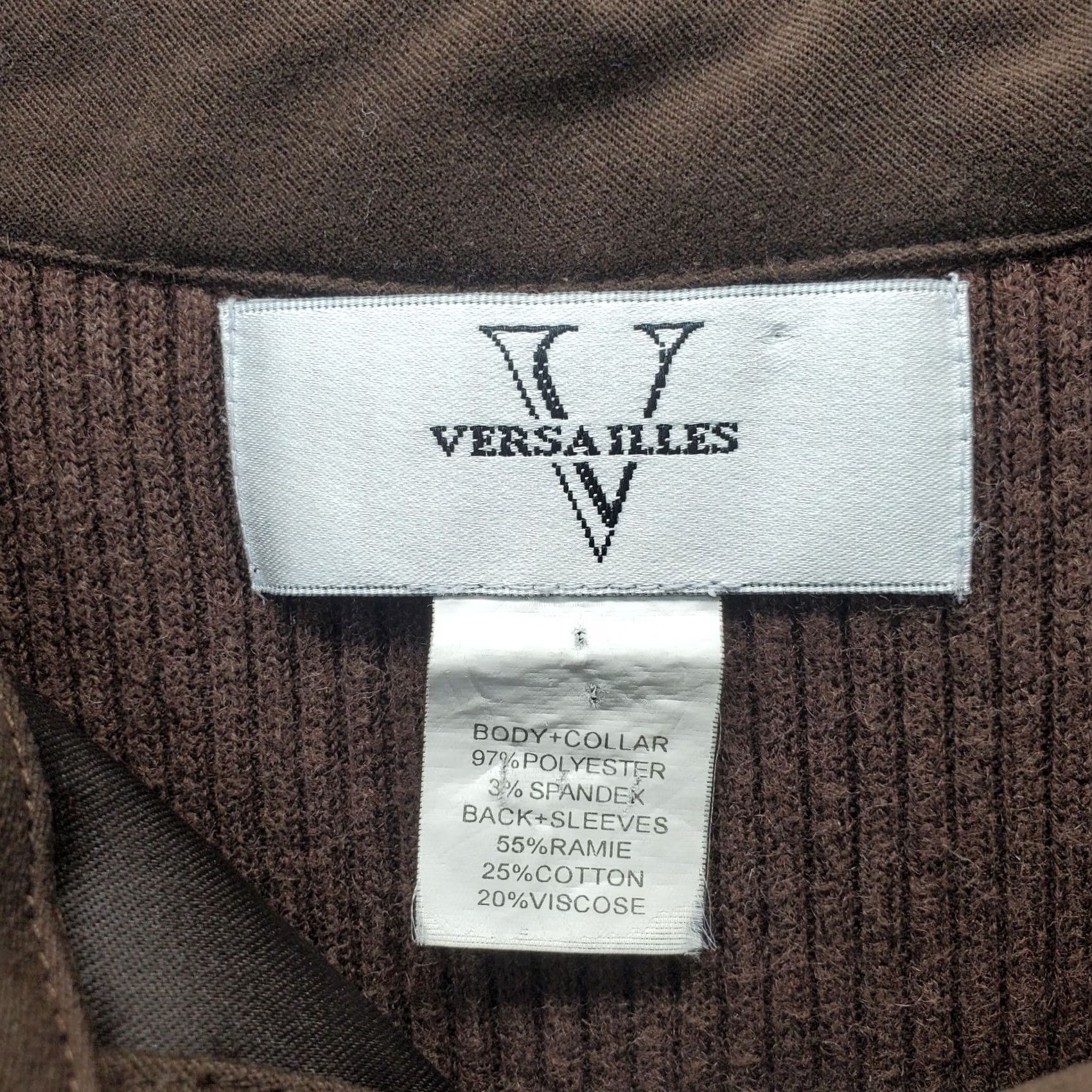 Vintage Versailles Shirt Womens Small Brown Stretch Long Sleeve Collared Button Down Size S / US 4 / IT 40 - 3 Thumbnail