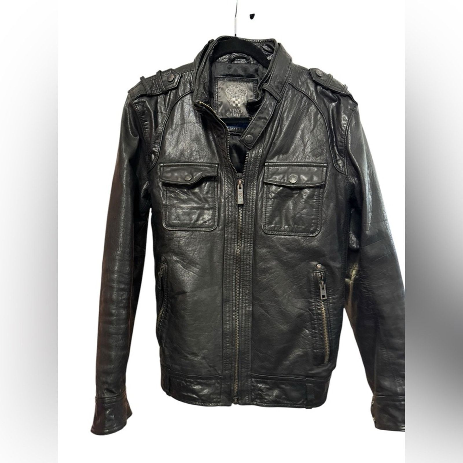 Vince Camuto Vince Camuto Mens Motorcycle Jacket Leather Size US S / EU 44-46 / 1 - 6 Thumbnail