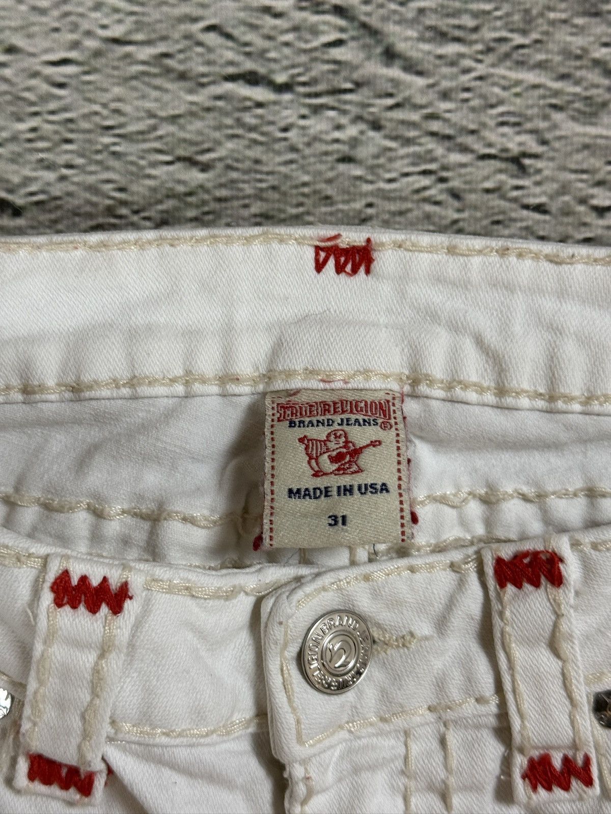 True Religion True Religion vintage white jeans slim Stella red stitching Size 31" - 10 Thumbnail