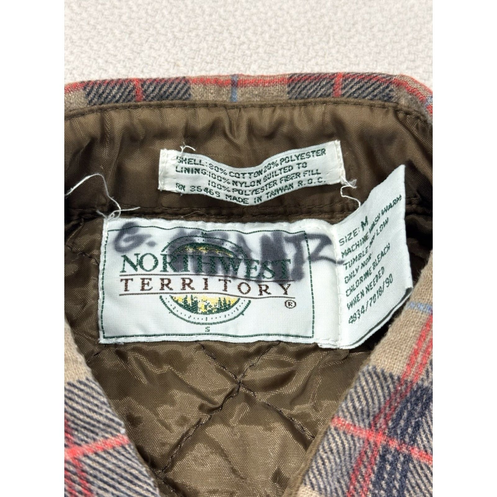 Vintage VTG Northwest Territory Shacket Mens Medium Brown Plaid Flannel Quilted Lined Jacket Size US M / EU 48-50 / 2 - 3 Thumbnail