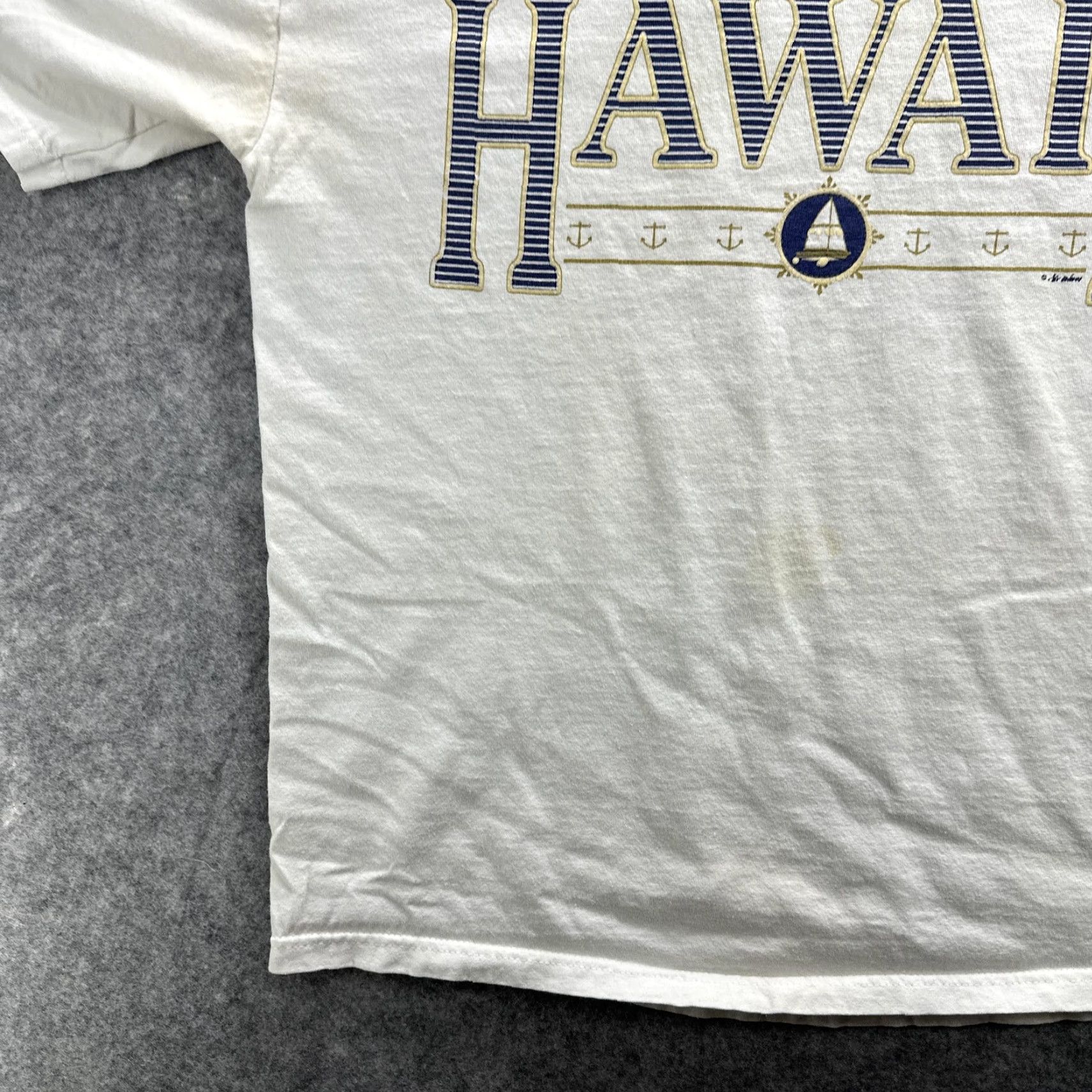 Anvil VINTAGE Hawaii Shirt Mens Medium T-Shirt Sailboat Graphic 90s Souvenir Anvil White Crew Neck Short Sleeve Mens Size US M / EU 48-50 / 2 - 5 Thumbnail