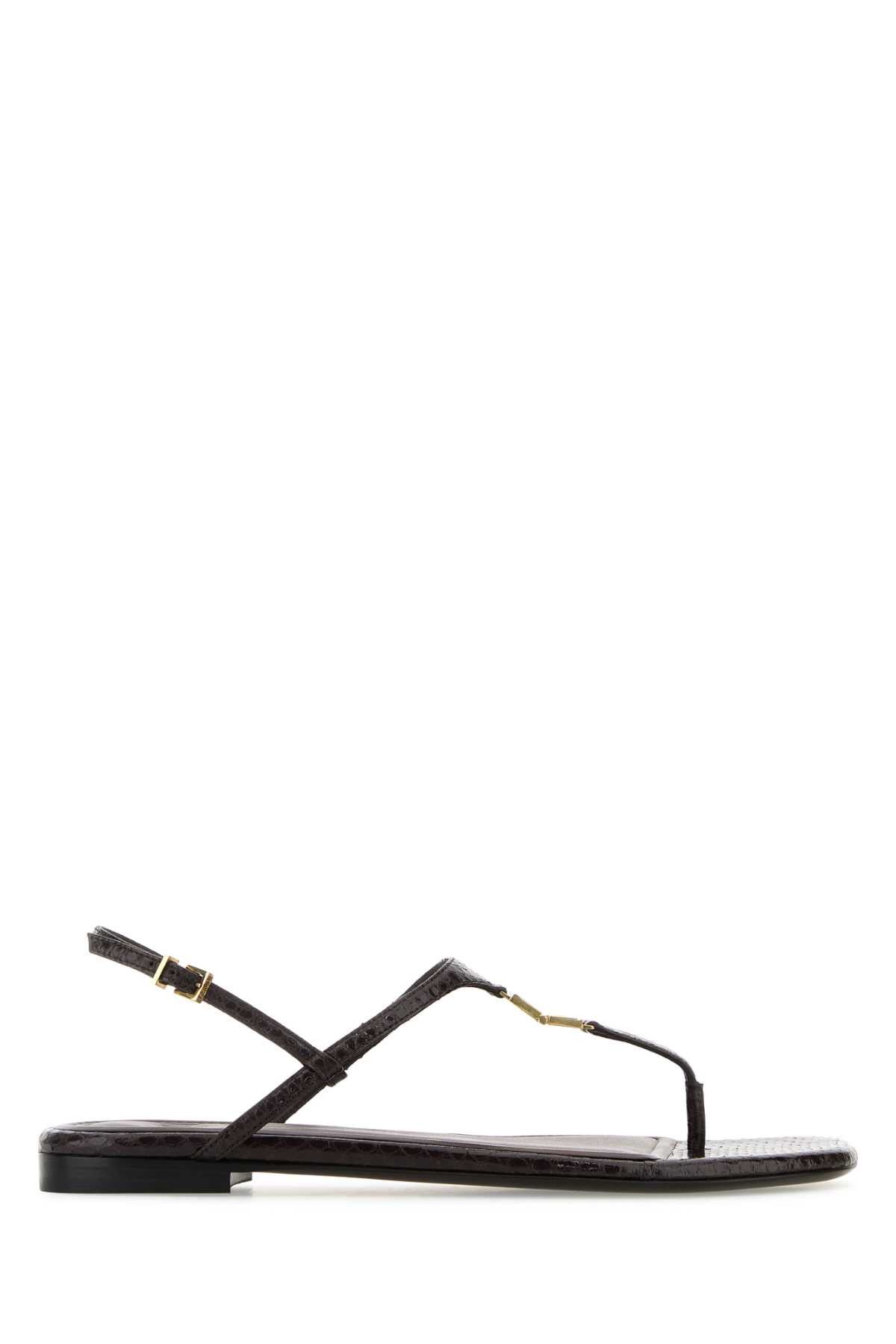 Fendi Chocolate Leather Fold Thong Sandals Size US 10 / IT 40 - 1 Thumbnail
