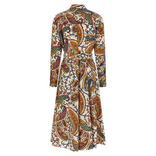 ETRO Paisley Foliage Multicolor Cotton Dress New & Authentic