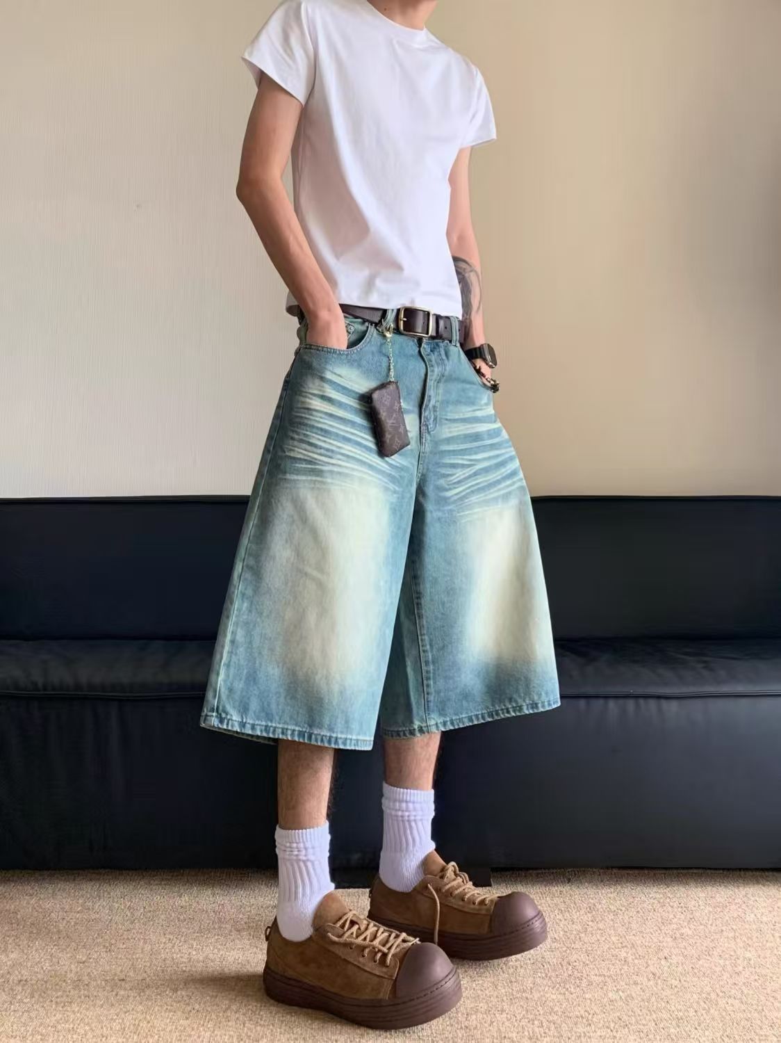 Japanese Brand × Jean Blue washed vintage casual denim shorts y2k Size US 32 / EU 48 - 1 Thumbnail