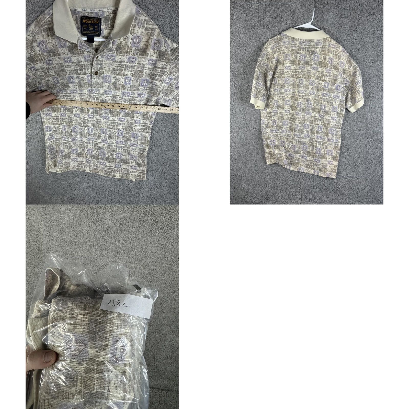 Vintage VINTAGE Woolrich Polo Shirt Mens XL Beige Purple Abstract Knit 90s Pattern Geometric Button Collar Size US XL / EU 56 / 4 - 8 Thumbnail