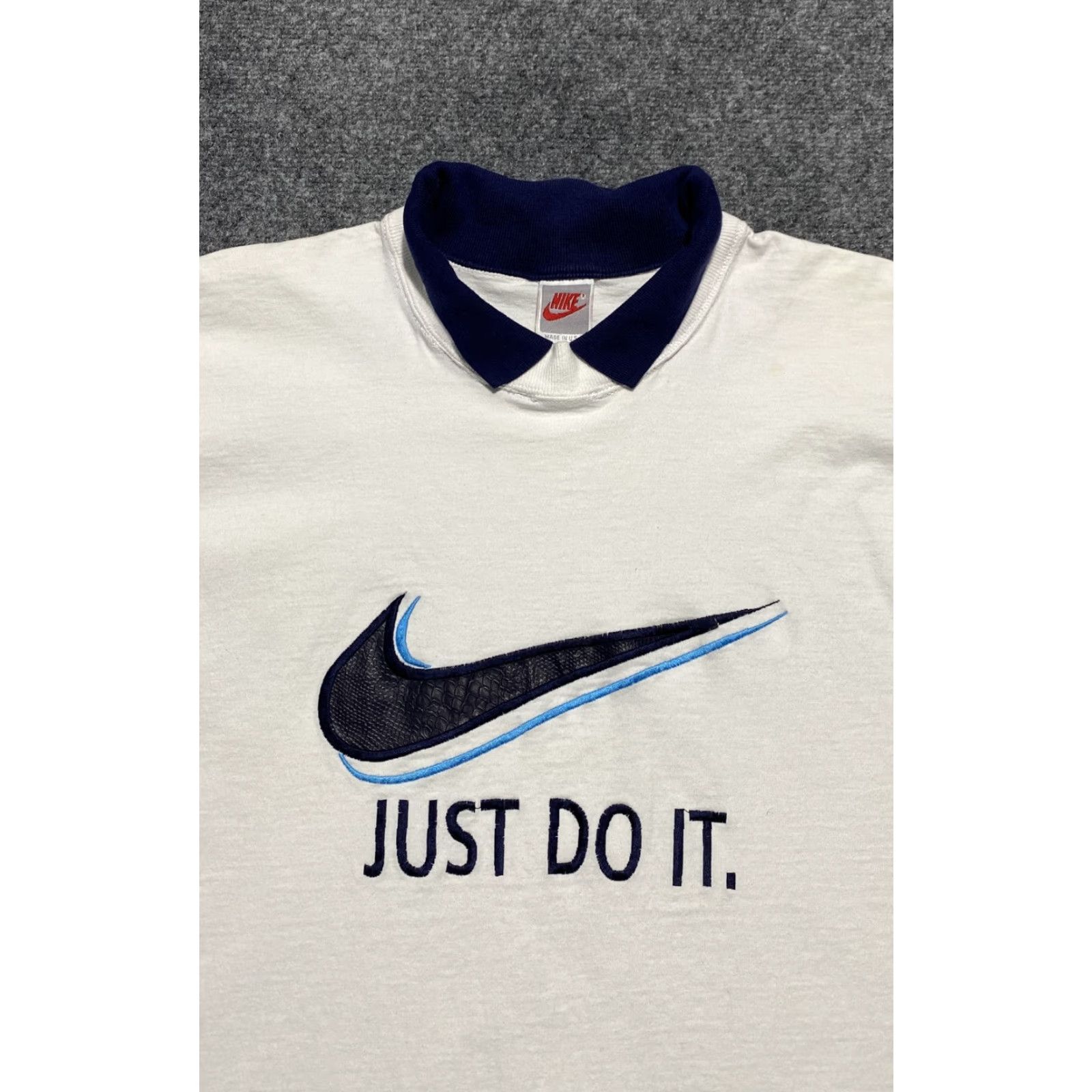 Nike VINTAGE Nike Shirt Mens Large White Just Do It Swoosh Polo Made USA 90s Size US L / EU 52-54 / 3 - 6 Thumbnail