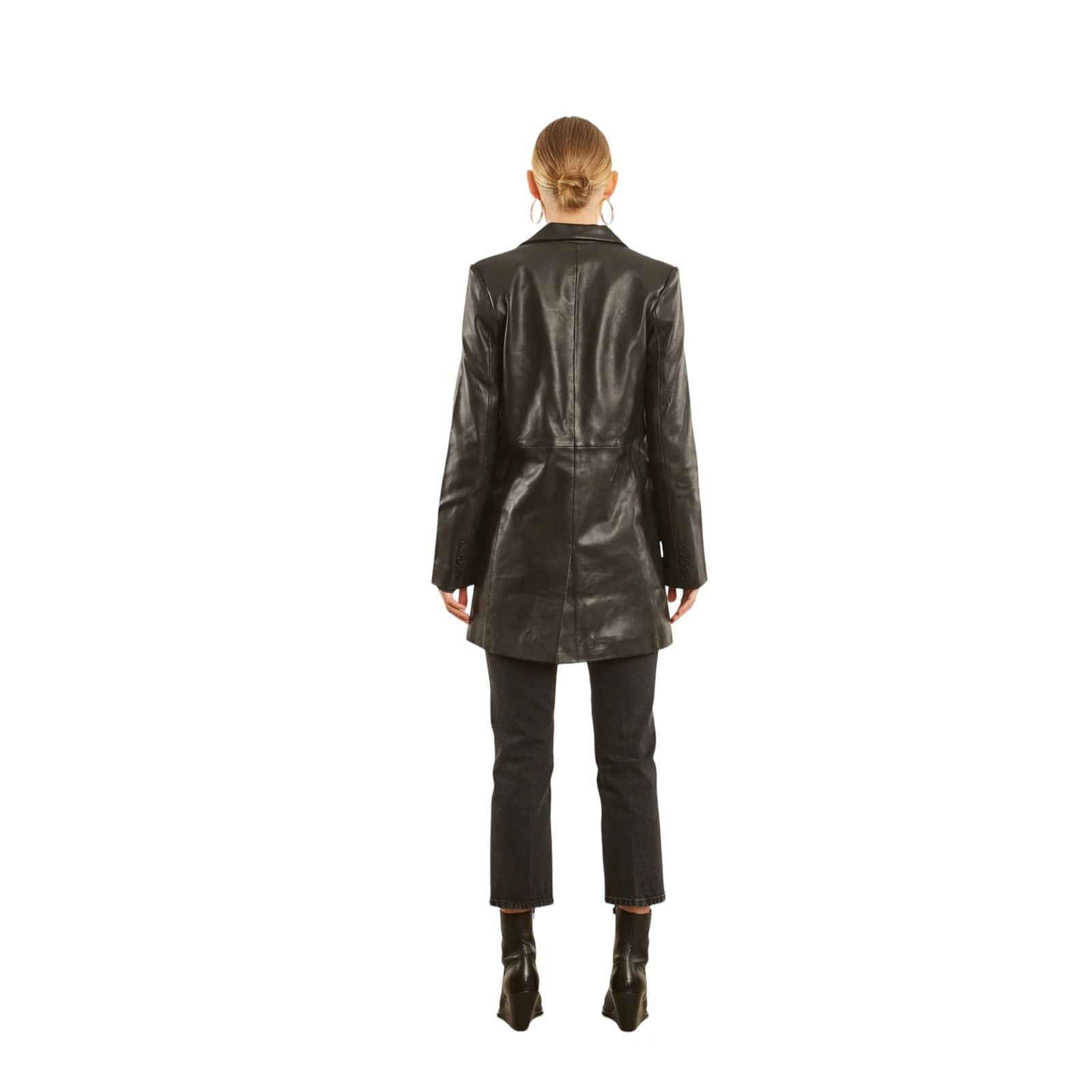 REVOLVE SPRWMN Leather Jacket Women's Black Small NEW Mid Moto Biker Size S / US 4 / IT 40 - 3 Thumbnail