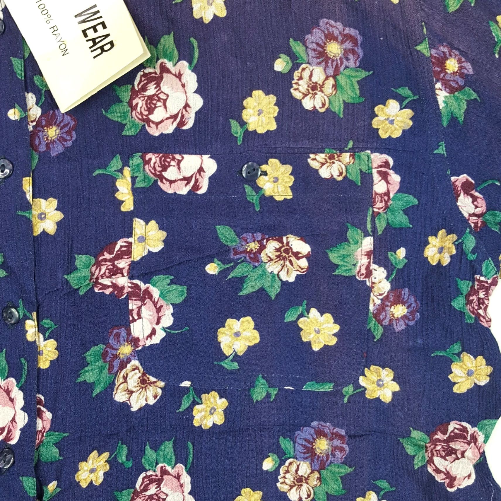 Vintage VTG 80s Rayon Women's Size M Floral Flower Short Sleeve Button Up Casual Shirt Size M / US 6-8 / IT 42-44 - 5 Thumbnail
