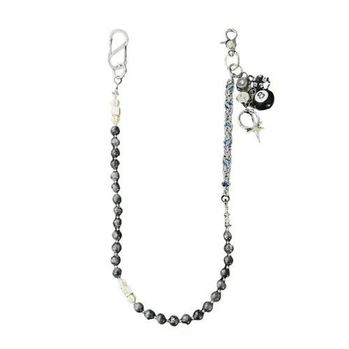 Jewelry Black Beaded Chain Wallet Keychain with Dice Charms Size ONE SIZE - 5 Thumbnail