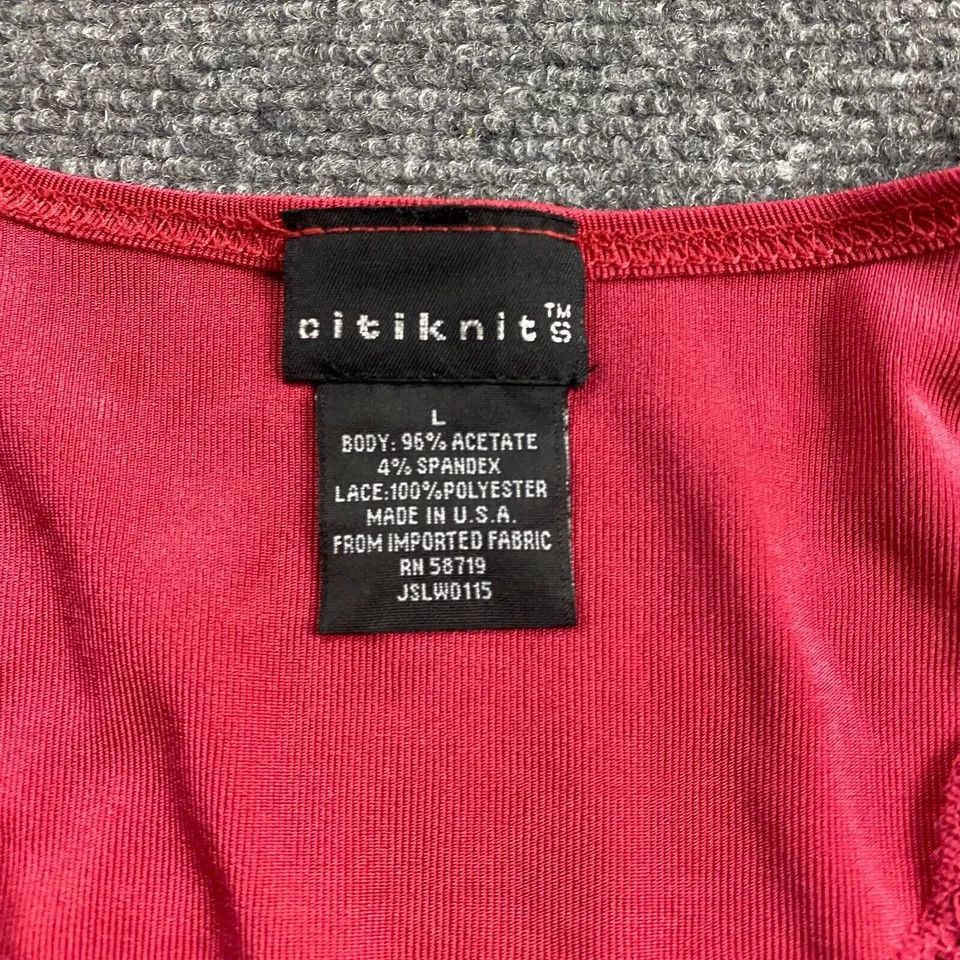 Vintage Citiknits Top Women's Large Red 3/4 Sleeve V-Neck Acetate Size L / US 10 / IT 46 - 2 Thumbnail