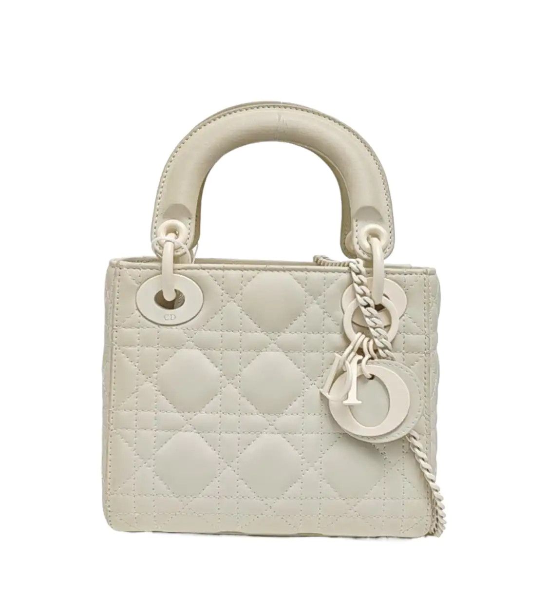 Dior DIOR Lady Dior mini white cowhide leather rattan plaid quilted Lady mini shoulde Size ONE SIZE - 1 Thumbnail