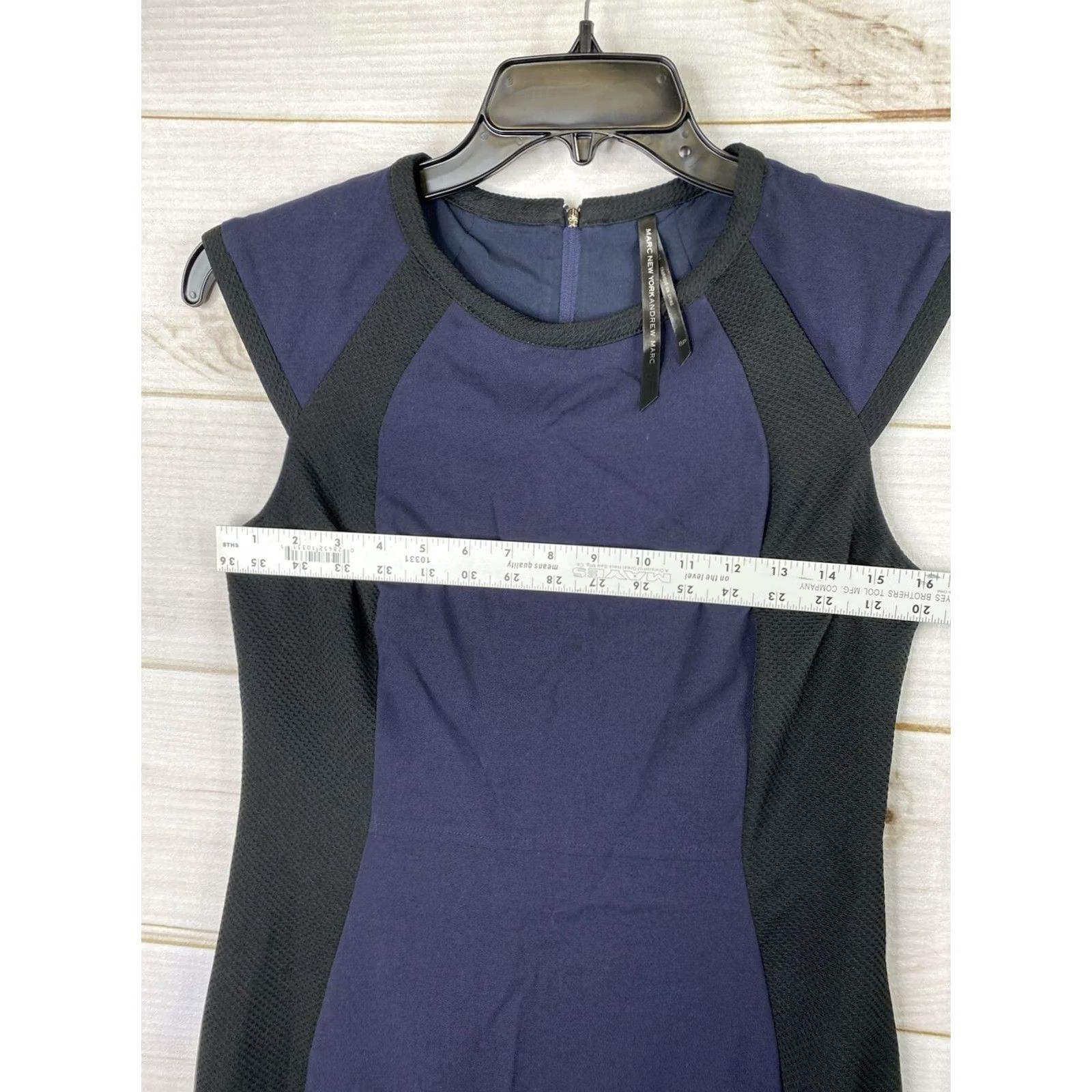 Andrew Marc Andrew Marc Dress Colorblock Midi Sheath 8P Petite Cap Sleeve Knit Polyester Rayon Spandex Size M / US 6-8 / IT 42-44 - 3 Thumbnail