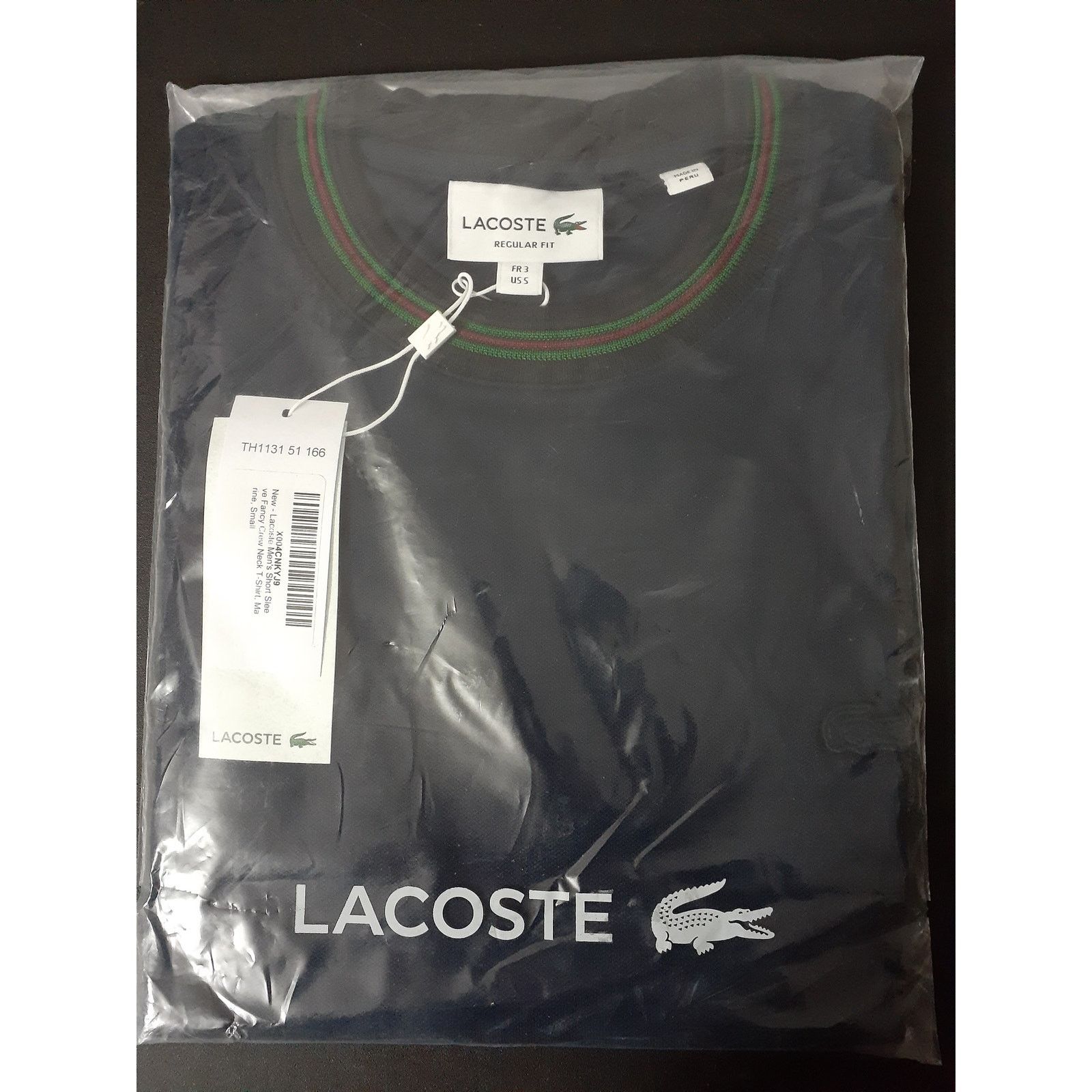 Lacoste Lacoste Men's Short Sleeve Fancy Crew Neck T-Shirt, Marine S Size US S / EU 44-46 / 1 - 2 Thumbnail