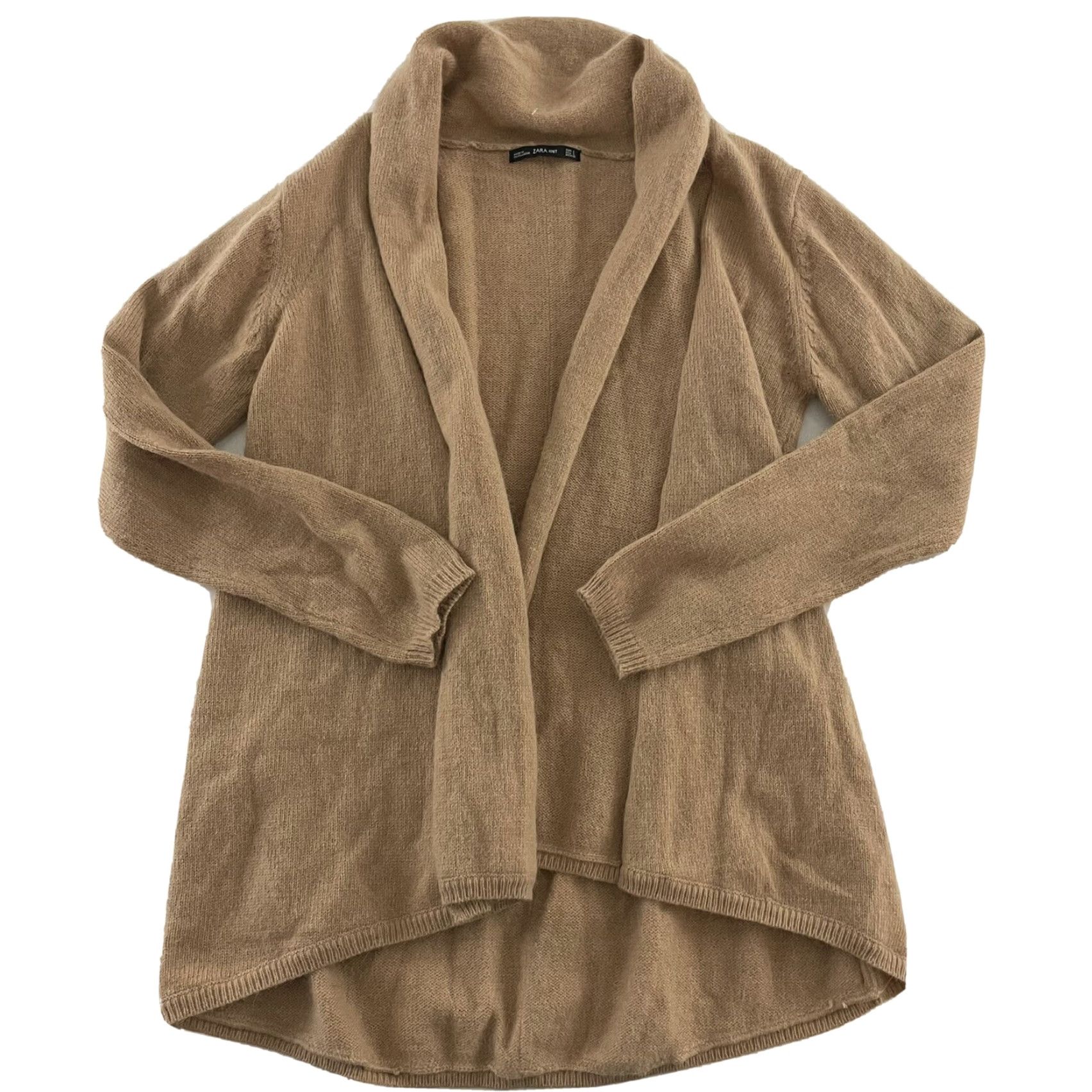 Zara Zara Knit Open Front Long Sleeve Cardigan Sweater Women's Large Tan Brown Cardigan Sweater Women L Brown Open Front Knit Zara Knit Size L / US 10 / IT 46 - 2 Thumbnail