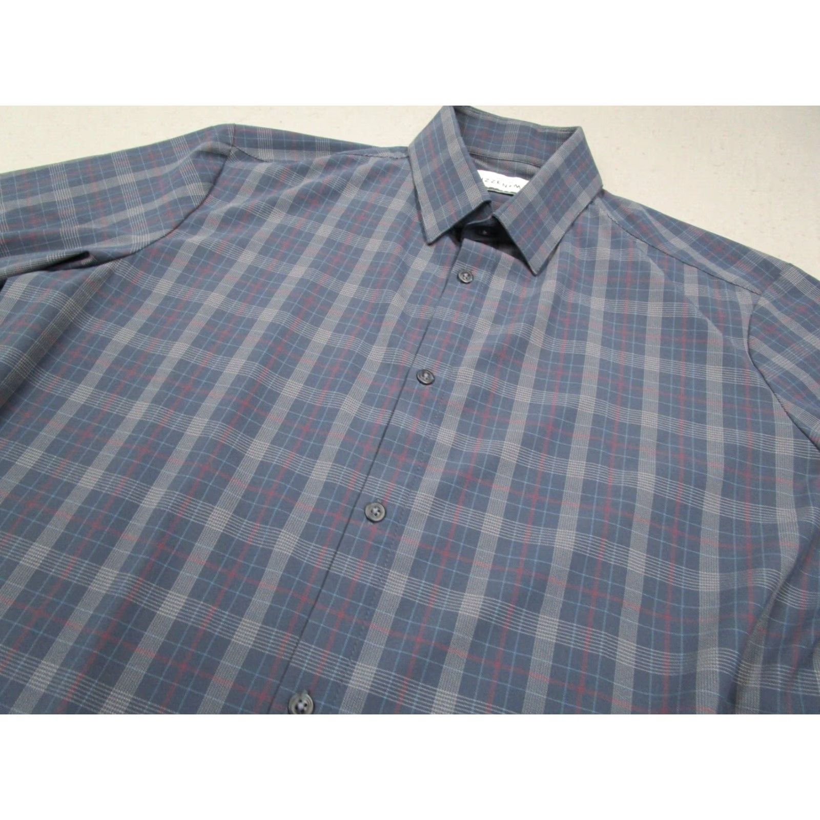 Mizzen+Main Mizzen+Main Shirt Mens Large Trim Fit Blue Check Leeward Stretch Performance Button-Up Size US L / EU 52-54 / 3 - 2 Thumbnail