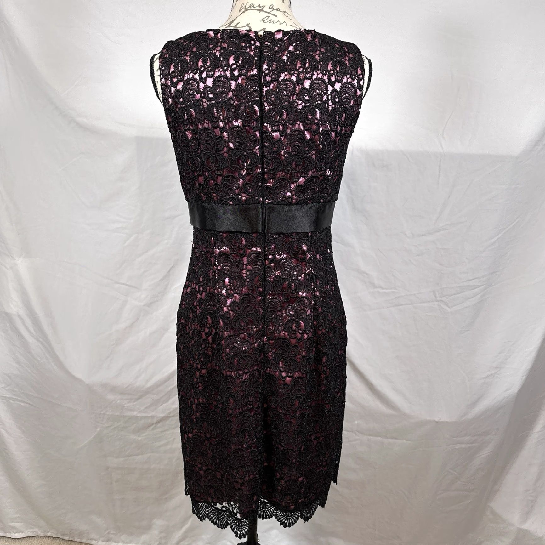 Vintage JS Collections Dress Empire Waist 6 Pink Lace Midi Dress Sheath Pencil Women Regular Gothic Halloween Grunge Fairy Witchy Sleeveless Party/Cocktail Size M / US 6-8 / IT 42-44 - 4 Thumbnail