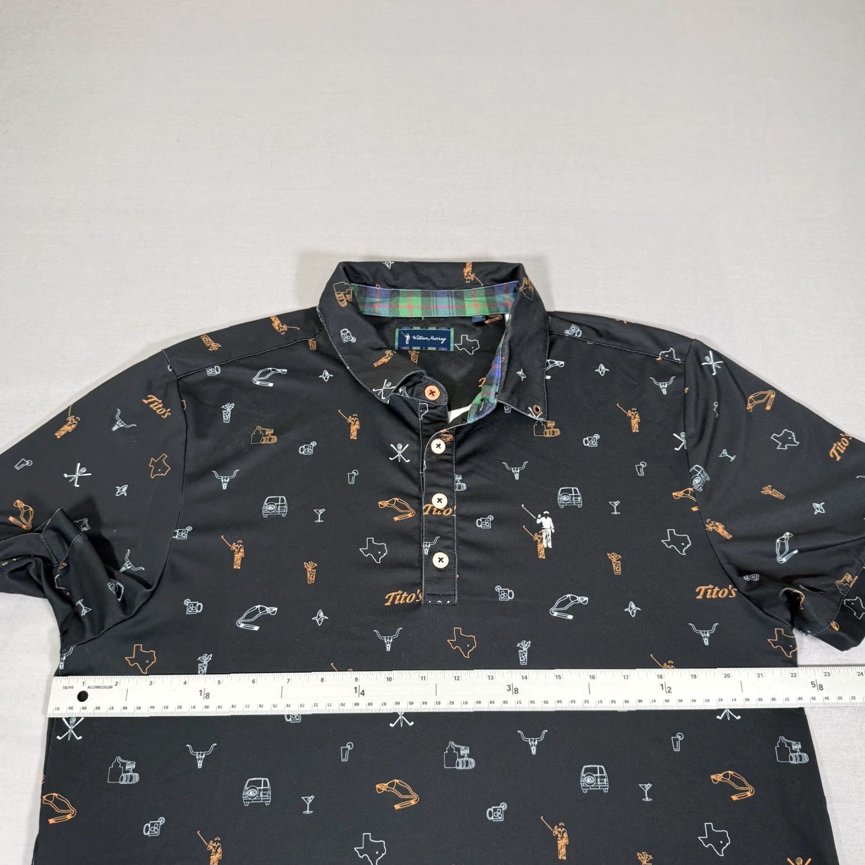 Vintage William Murray Polo Shirt Mens Large Black Texas Print Golf Titos Vodka Size US L / EU 52-54 / 3 - 4 Thumbnail