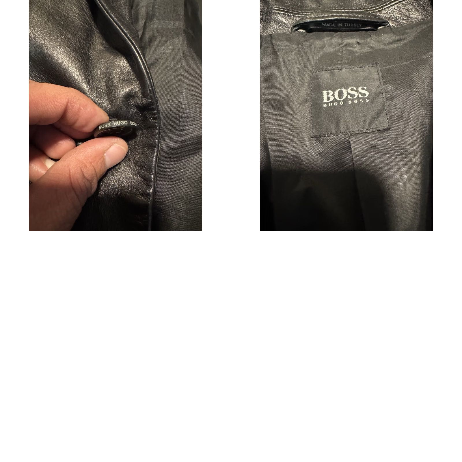 Hugo Boss VINTAGE Hugo Boss Leather Blazer Jacket Button Size 42R Mens Blazer 90s Classic Designer Black Size 42R - 11 Thumbnail