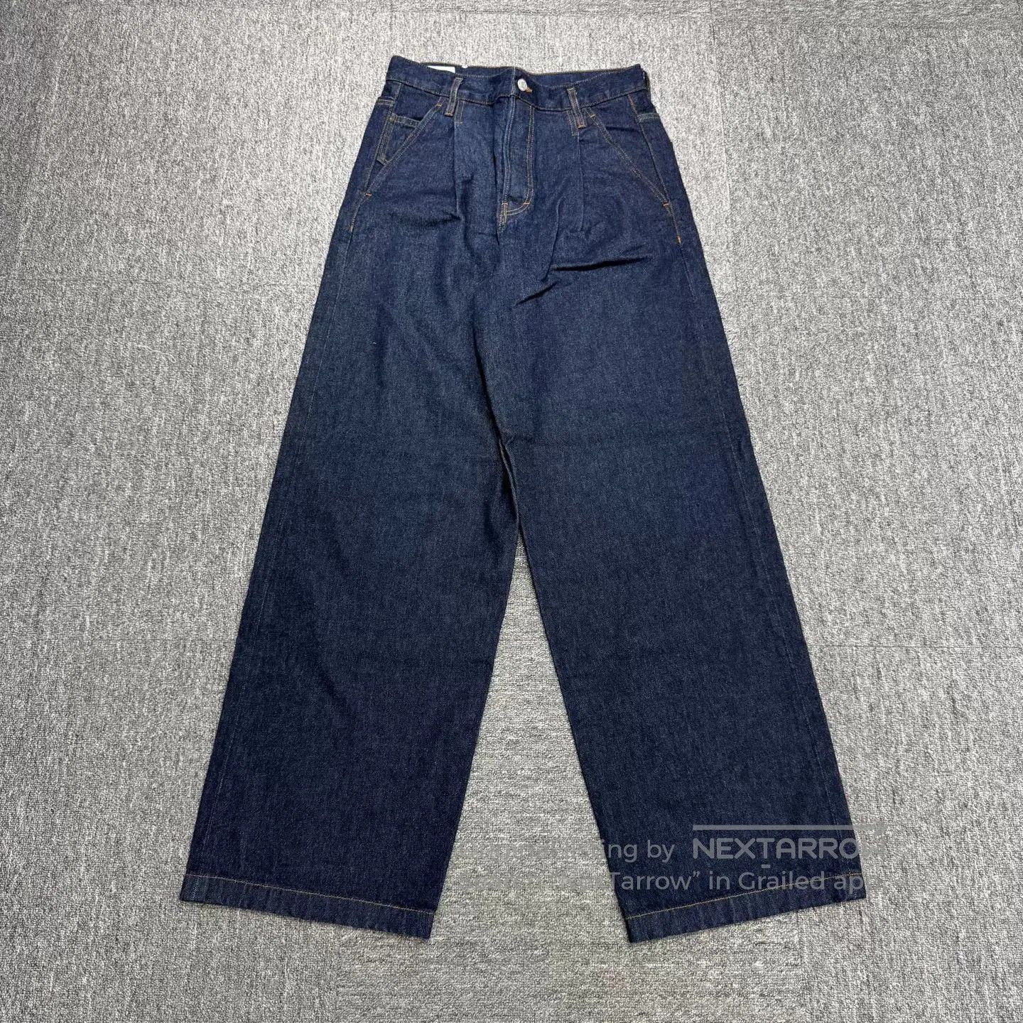 Dries Van Noten Dries Van Noten Leather Patch Wide-Leg Jeans. Size US 30 / EU 46 - 1 Thumbnail