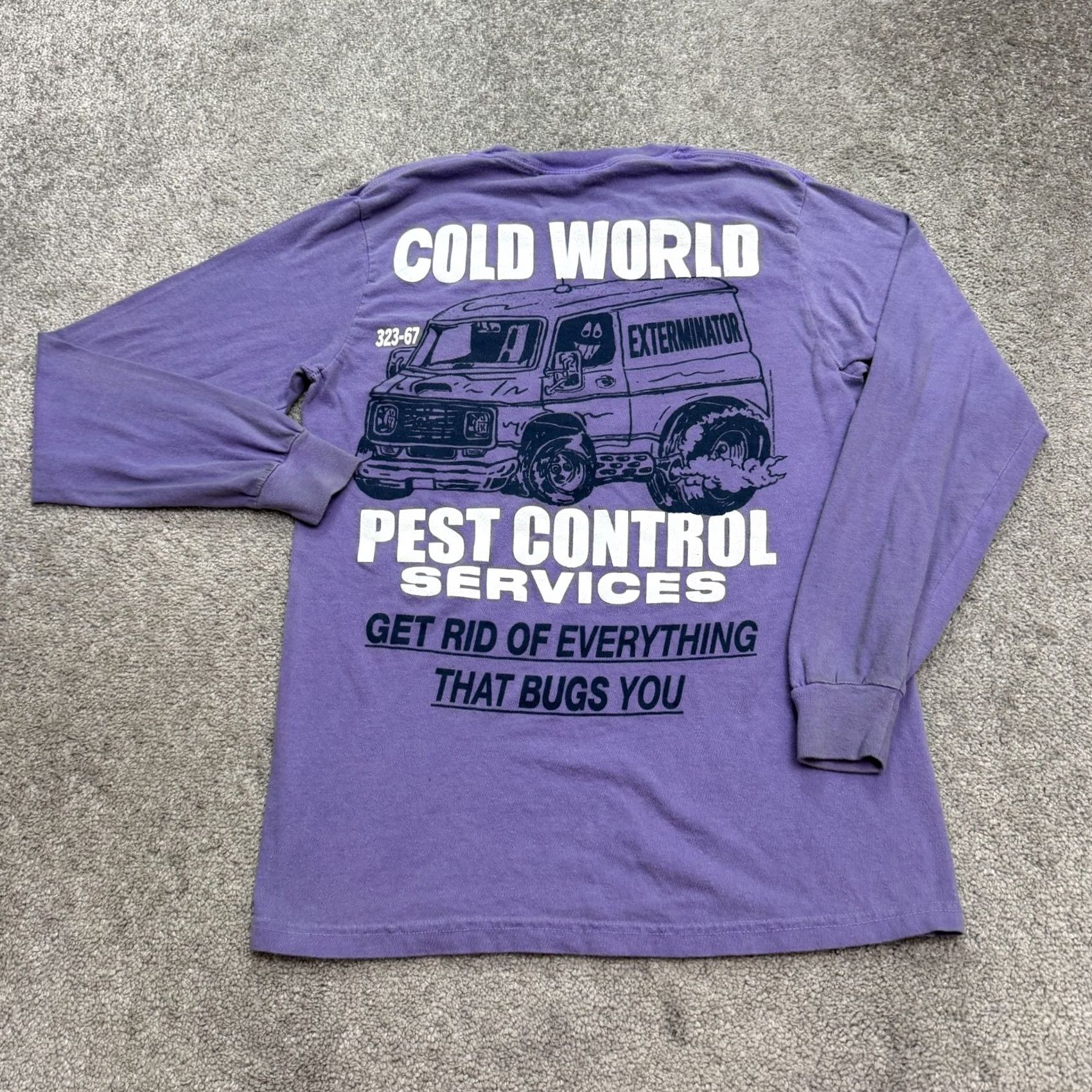 Vintage Cold World Pest Control Bunny Graphic T-Shirt Mens Small Purple Tee Size US S / EU 44-46 / 1 - 2 Thumbnail