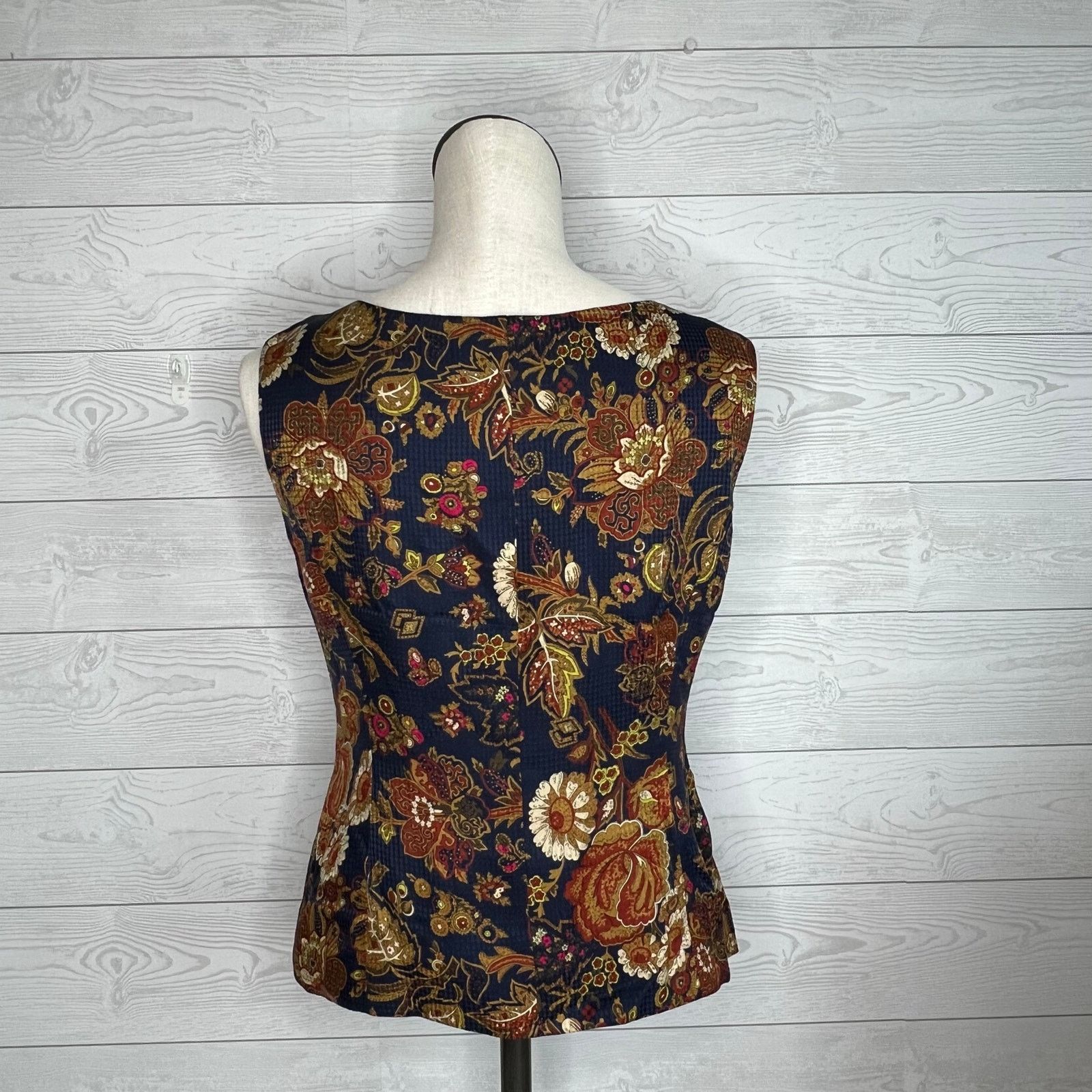 Anne Klein Anne Klein II Vintage 80s Navy Floral Vest Sz 6 Button Front Size M / US 6-8 / IT 42-44 - 2 Thumbnail