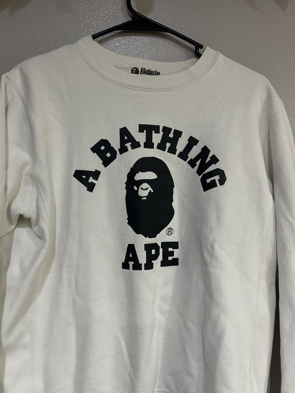 image of Bape College Crewneck in White, Men's (Size Medium)