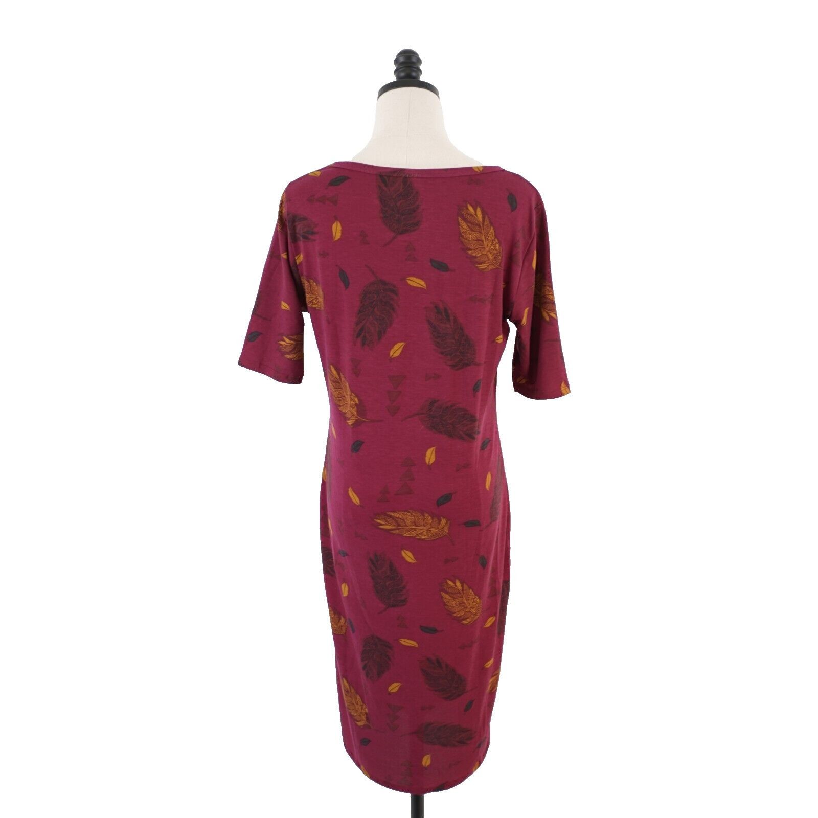 Designer NEW LuLaRoe Julia Large Red Floral Bodycon Dress Short Sleev Size L / US 10 / IT 46 - 6 Thumbnail