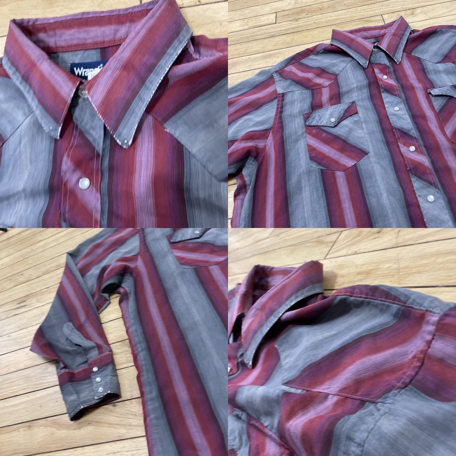 Wrangler VINTAGE Wrangler Western Pearl Snap Shirt Men XL Red Geometric Long Sleeve Distress Cowboy Grunge Workwear 60s 70s 80s Size US XL / EU 56 / 4 - 10 Thumbnail