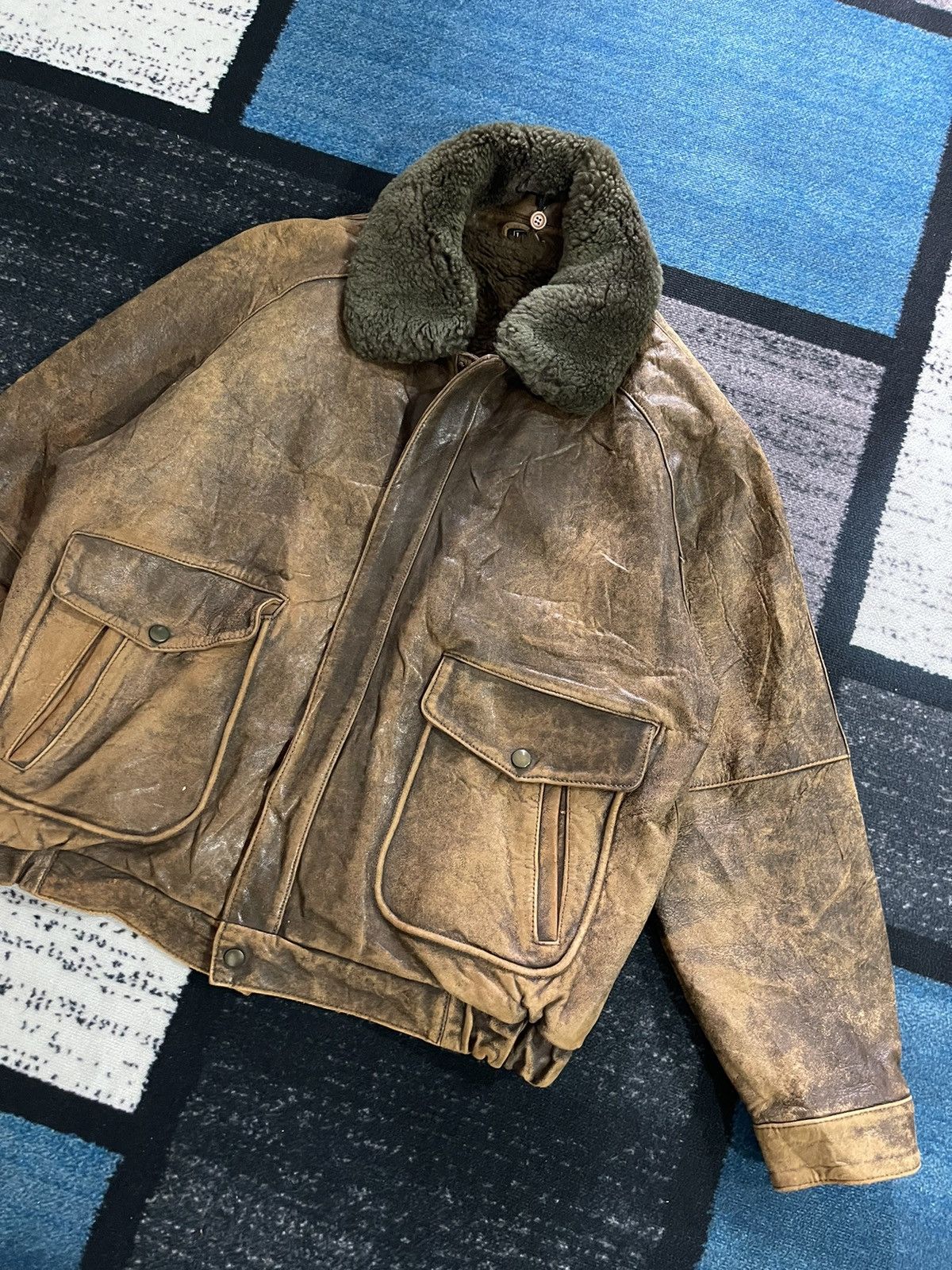 Vintage Vintage Unbrand Leather Bomber Jacket Size US L / EU 52-54 / 3 - 3 Thumbnail