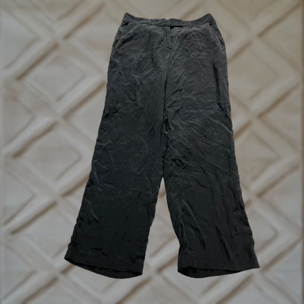 Vintage Kimberly Taylor Silk Pants Women's Size 4 Black Lightweight Dress Pants 29x28 Inseam 28 in Flat Front Straight Leg Size 27" / US 4 / IT 40 - 1 Thumbnail