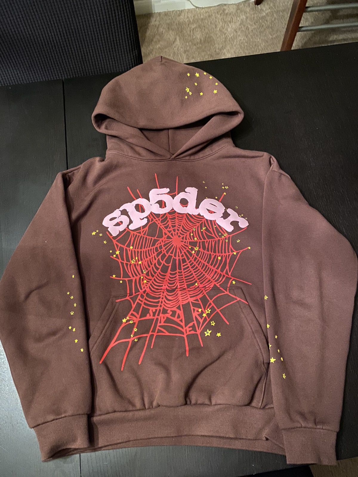 Young Thug Brown sp5der web hoodie | Grailed