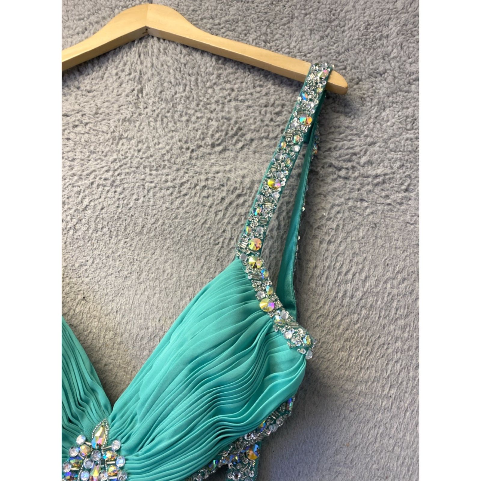 Altea Cinderella Divine Dress Size 4 Teal Green Maxi Sleeveless Fit & Flare Long 65" Wedding Womens Size S / US 4 / IT 40 - 3 Thumbnail