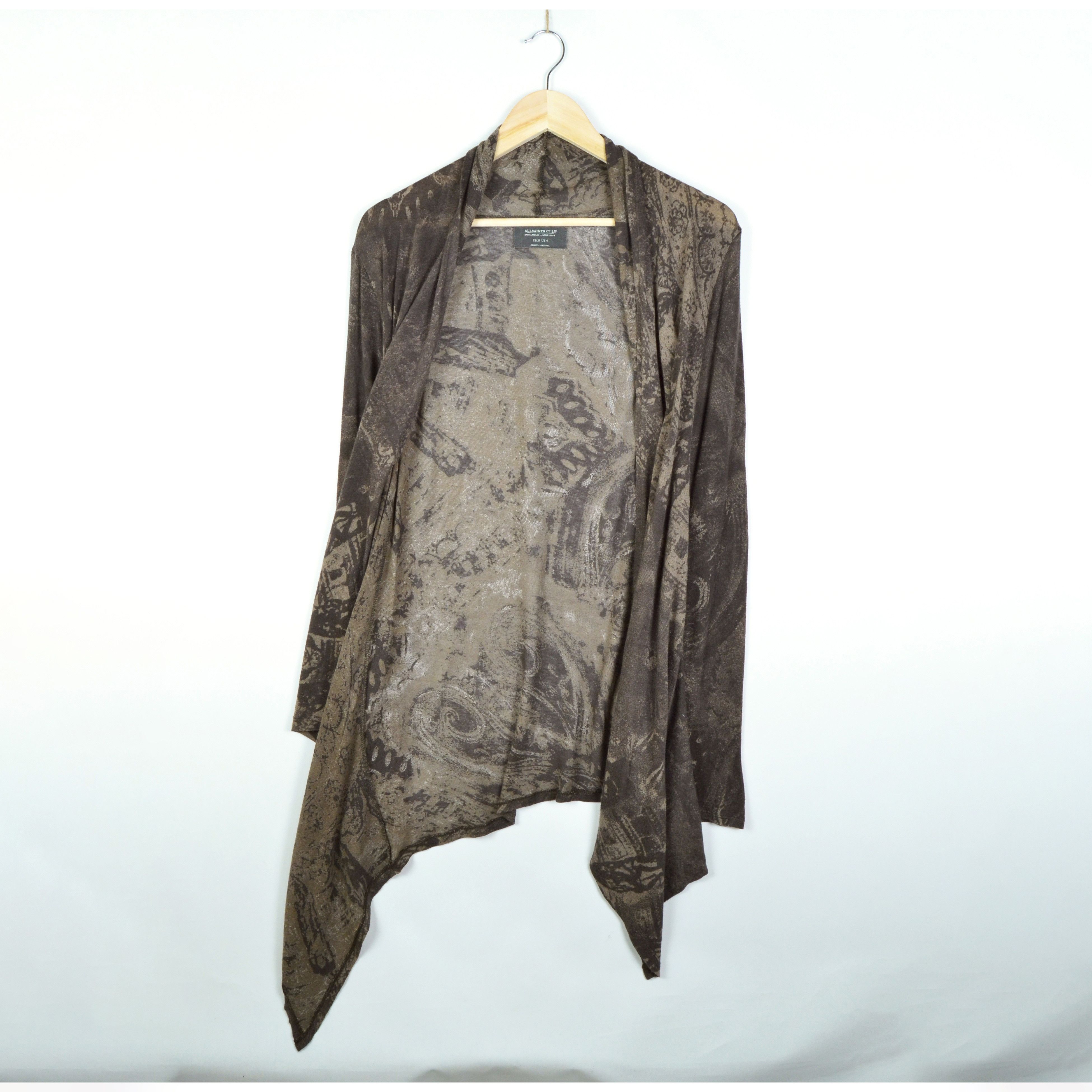 Allsaints AllSaints Open Cardigan Womens Brown Lightweight Knitted US4 Size S / US 4 / IT 40 - 15 Thumbnail