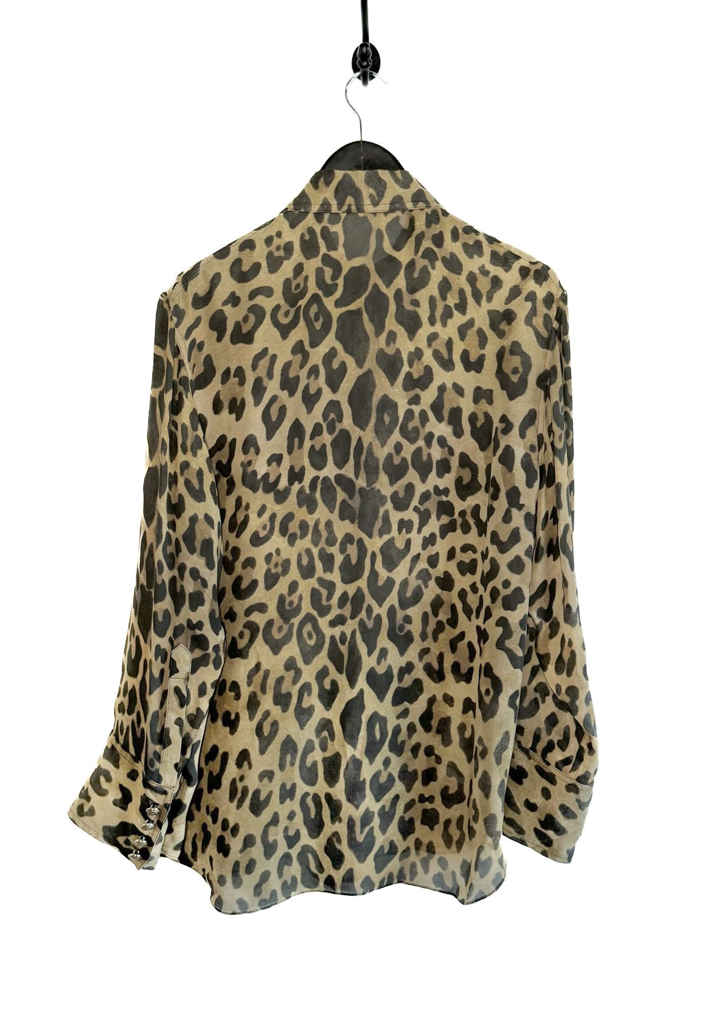 Balmain Balmain Beige Leopard Print Silk Buttoned Blouse Size S / US 4 / IT 40 - 3 Thumbnail