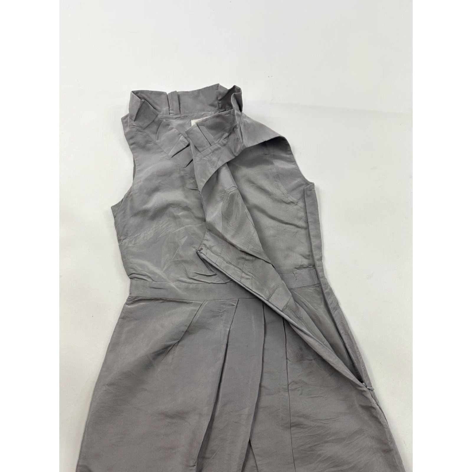 J.Crew J.CREW Dress Womens 4 Gray Silk Sleeveless Ruffle A-Line Zip Short - Side Zip Womens Size S / US 4 / IT 40 - 7 Thumbnail
