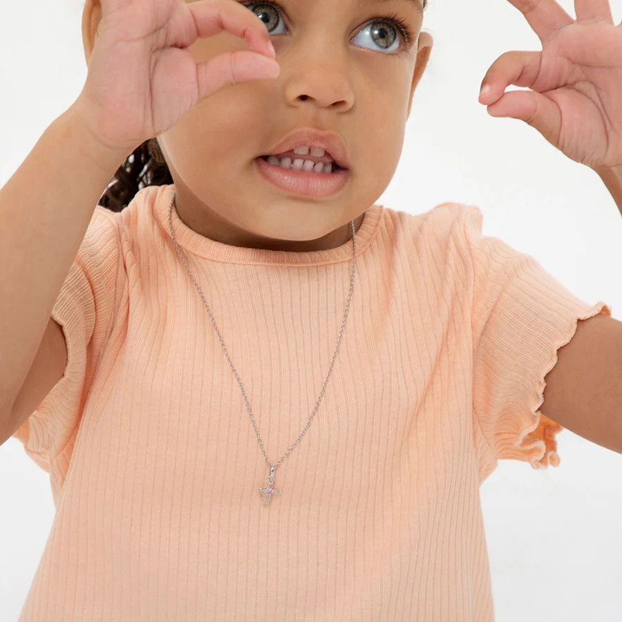 Other iny Open CZ Cross Baby Necklace Size ONE SIZE - 3 Thumbnail