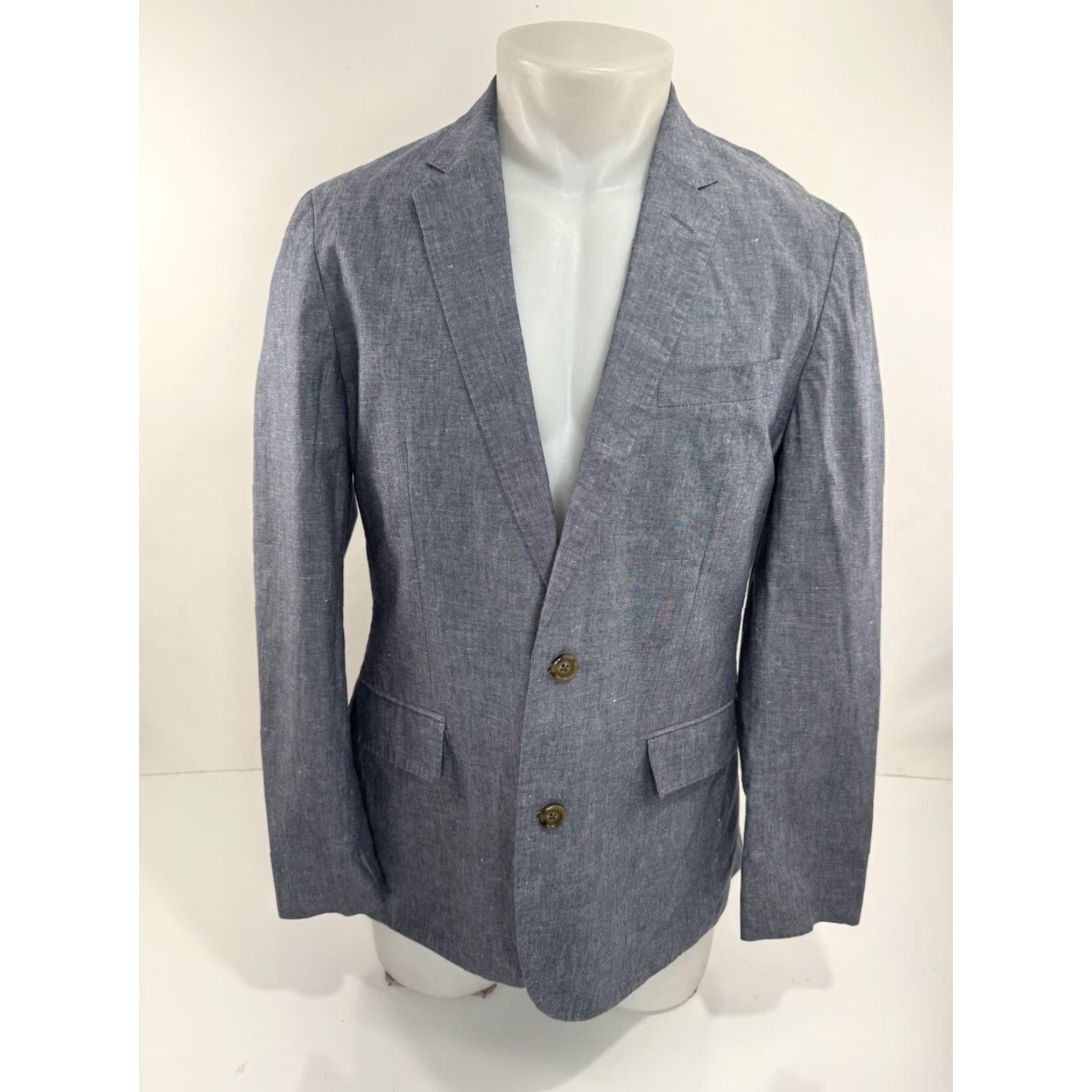 J.Crew J. Crew Blazer LINEN BLEND Ludlow Unstructured Mens 38 SHORT Jacket Grayish Blue Size US 38 / EU 54 - 2 Thumbnail