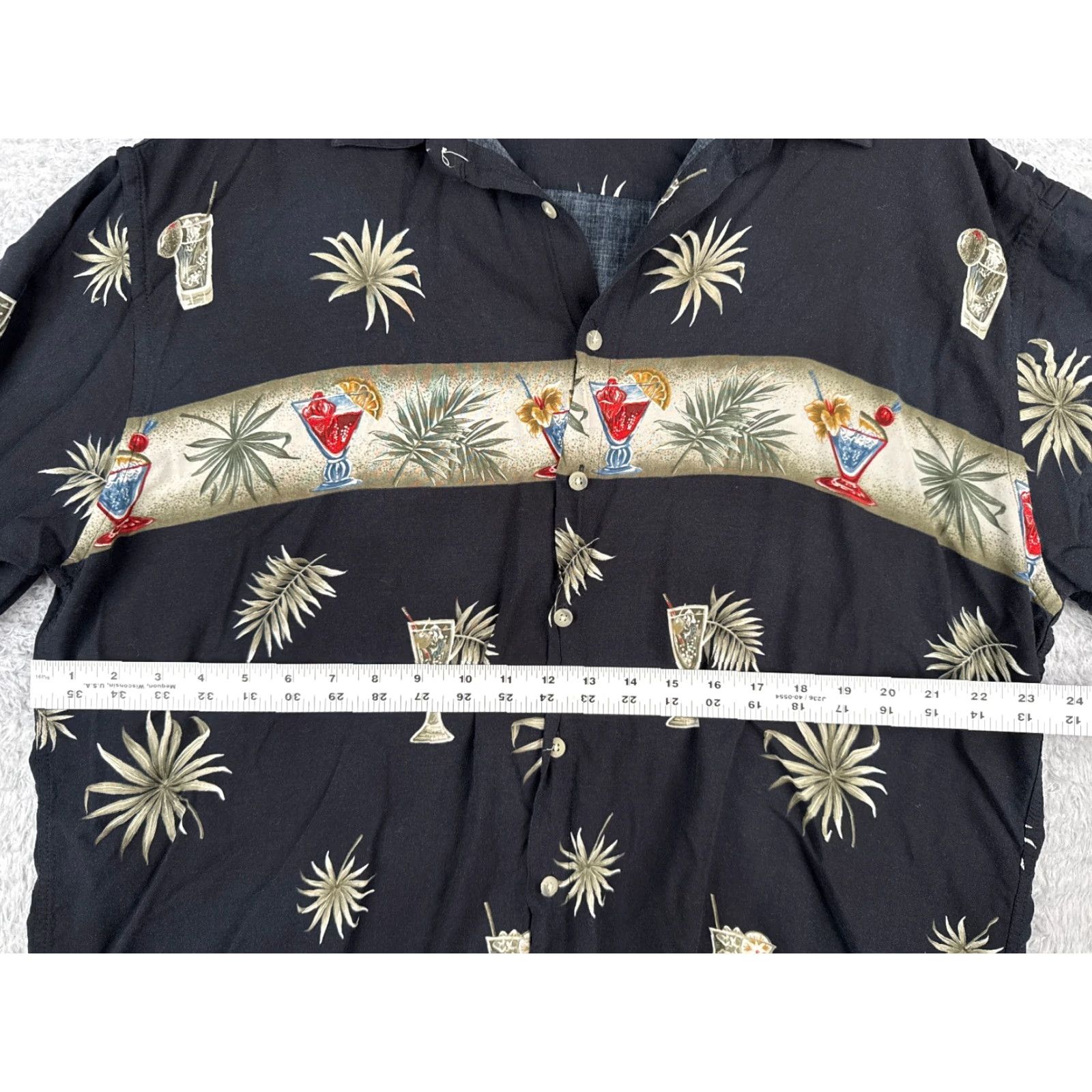Pierre Cardin Pierre Cardin Shirt Adult 2XL XXL Black Floral Hawaiian 100% Rayon Button-Up Cocktails Size US XXL / EU 58 / 5 - 7 Thumbnail