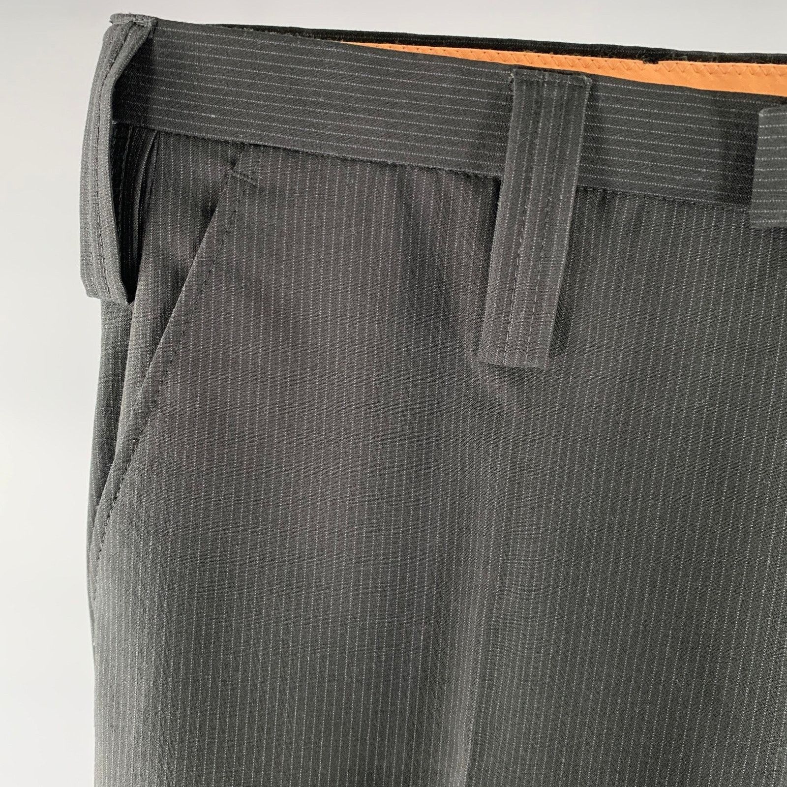 J.Lindeberg J.LINDEBERG Size 31 Black Pinstripe Flat Front Dress Pants Size US 31 - 2 Thumbnail