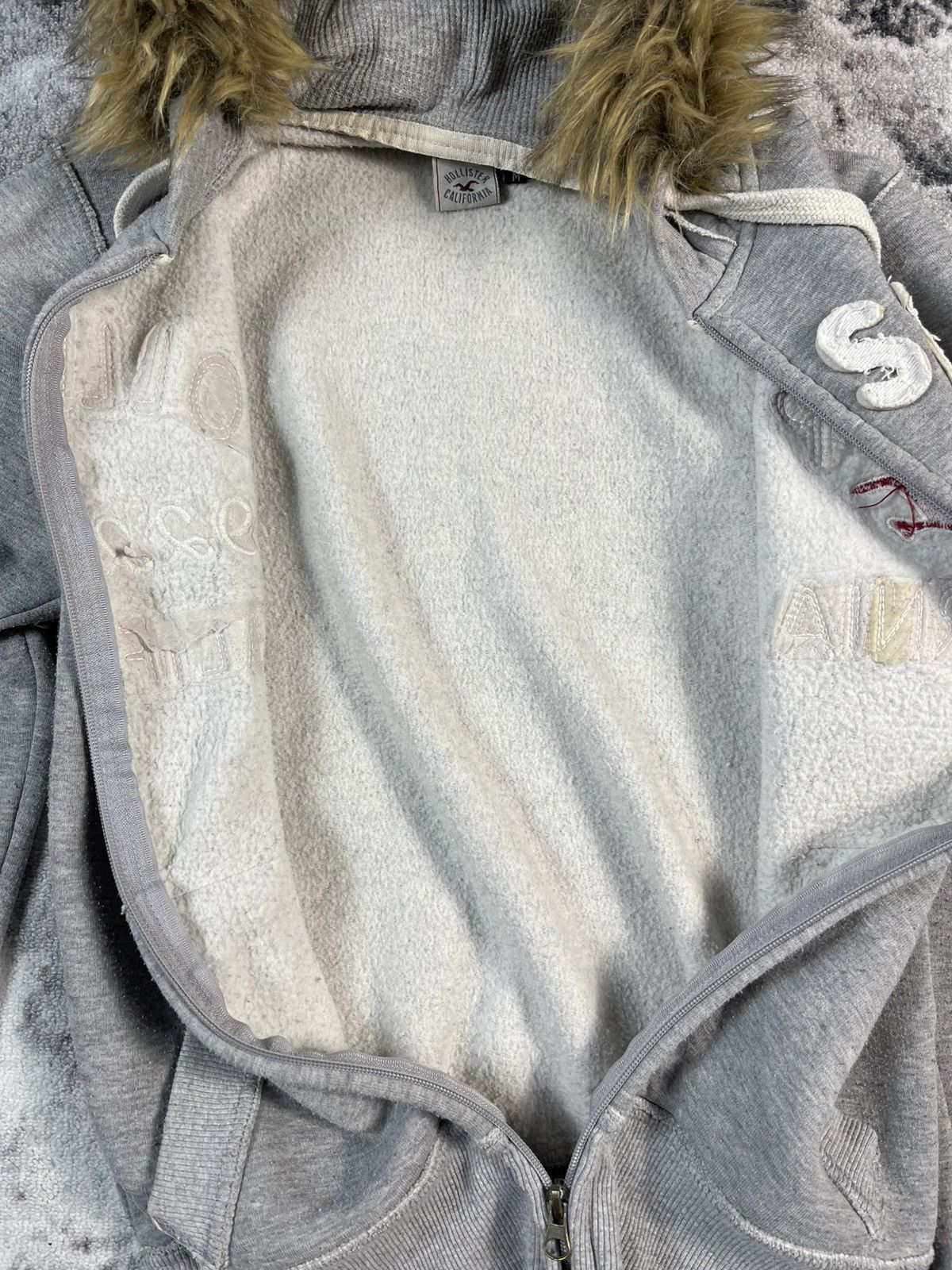 Hollister Hollister Fur Hood Zip Hoodie Y2K Women M Grey Size M / US 6-8 / IT 42-44 - 8 Thumbnail