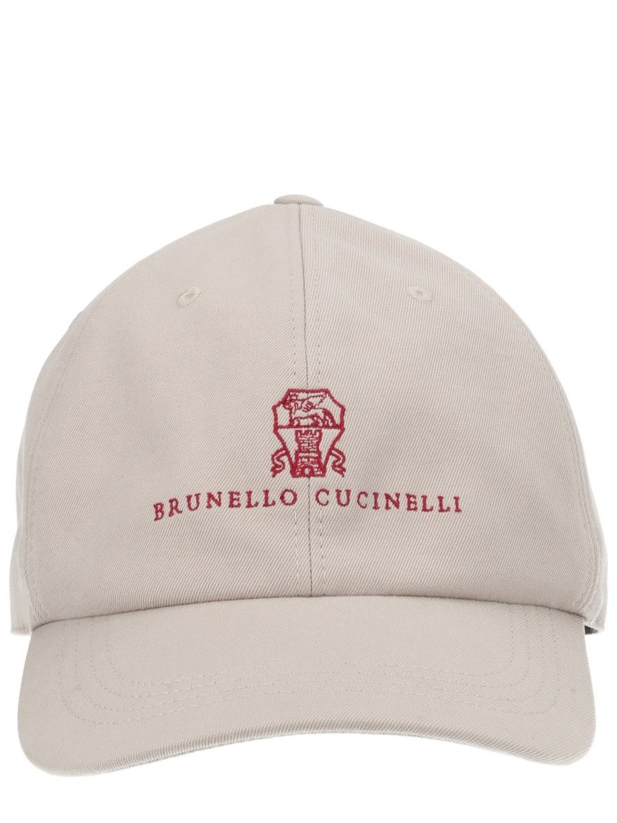 Brunello Cucinelli BRUNELLO CUCINELLI BASEBALL HAT WITH LOGO - BEIGE Size ONE SIZE - 1 Thumbnail