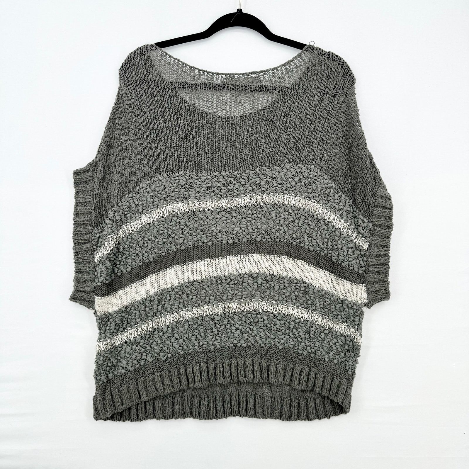 Other Lauren Vidal Grey & Cream Oversized Knit Sweater Top Size M Size M / US 6-8 / IT 42-44 - 6 Thumbnail