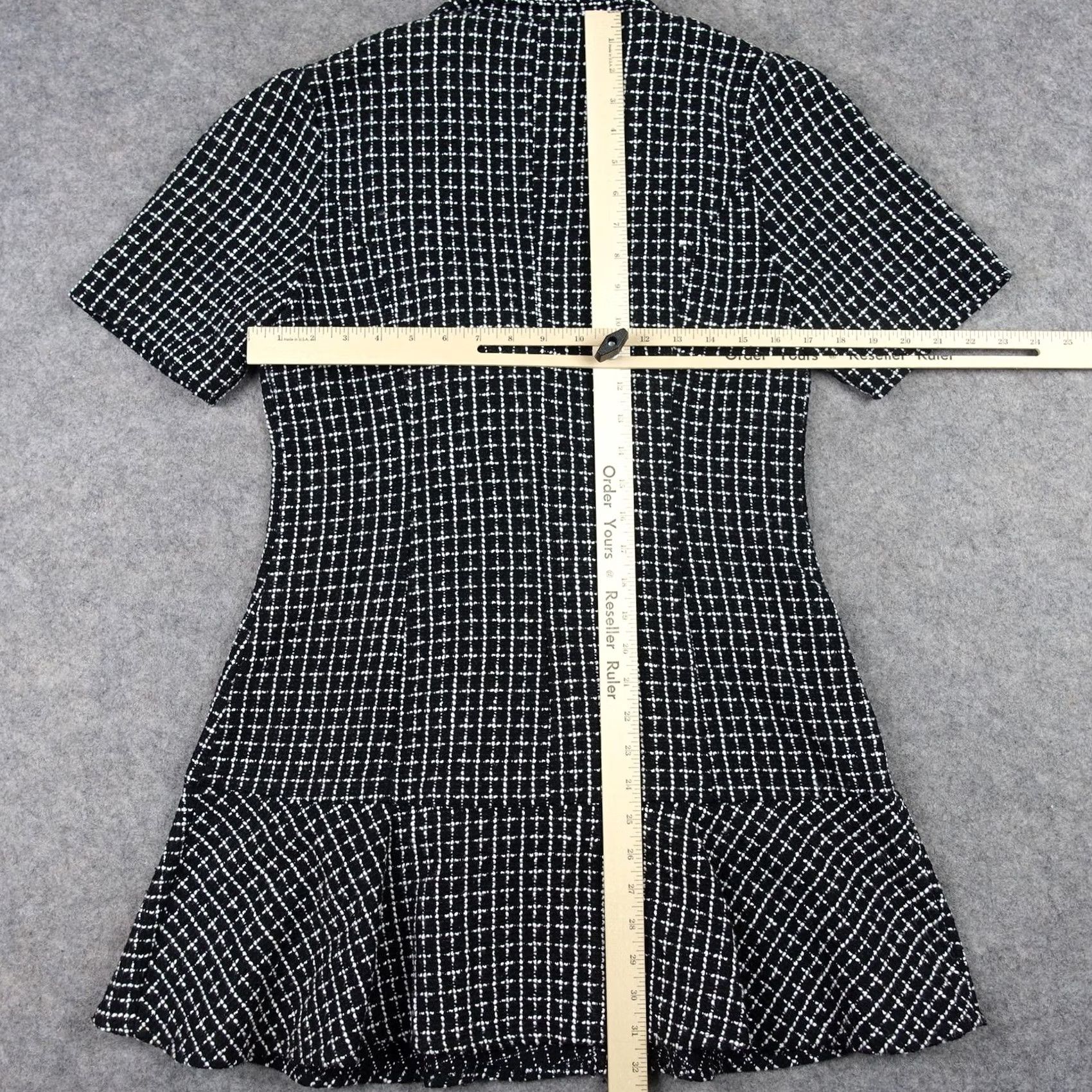Forever 21 FOREVER 21 Dress Womens L Black Check Tweed Blazer Fit & Flare Jacket Y2K VT Dress Size L / US 10 / IT 46 - 6 Thumbnail