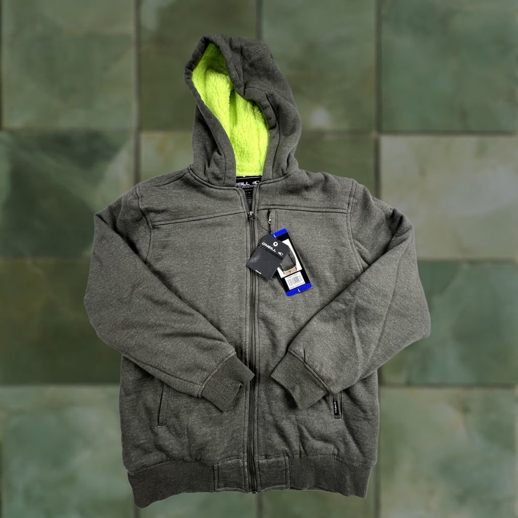 O'Neill O'Neill Hoodie Full Zip Mens Large Dusty Olive Sherpa Lined Fleece Sweatshirt Jacket Size US L / EU 52-54 / 3 - 1 Thumbnail