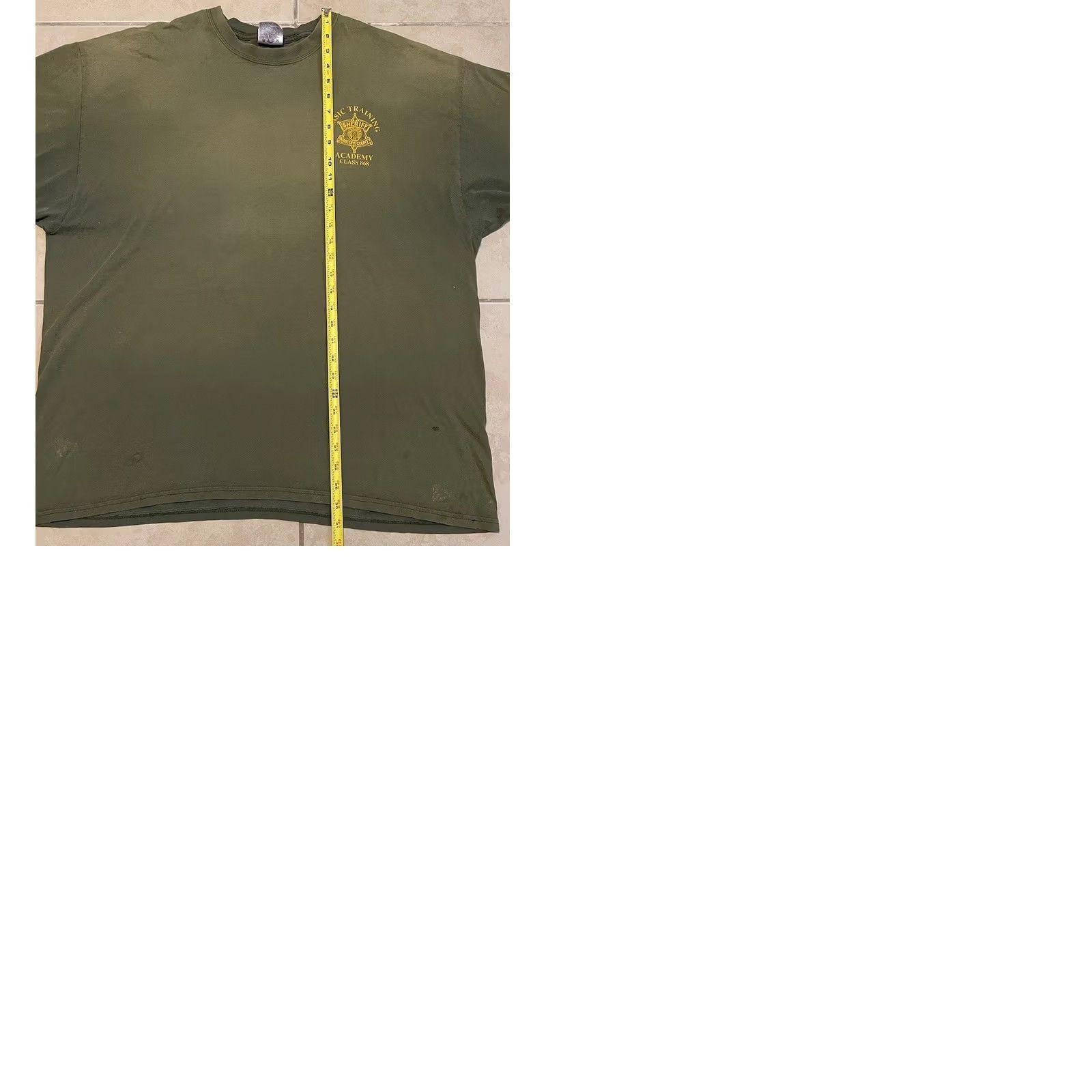 Vintage VINTAGE Maricopa County Sheriff Academy Faded Distress Shirt 3X Green 80s 90s College T-Shirt Mens Short Sleeve Crew Neck Graphic Tee Size US XXL / EU 58 / 5 - 11 Thumbnail