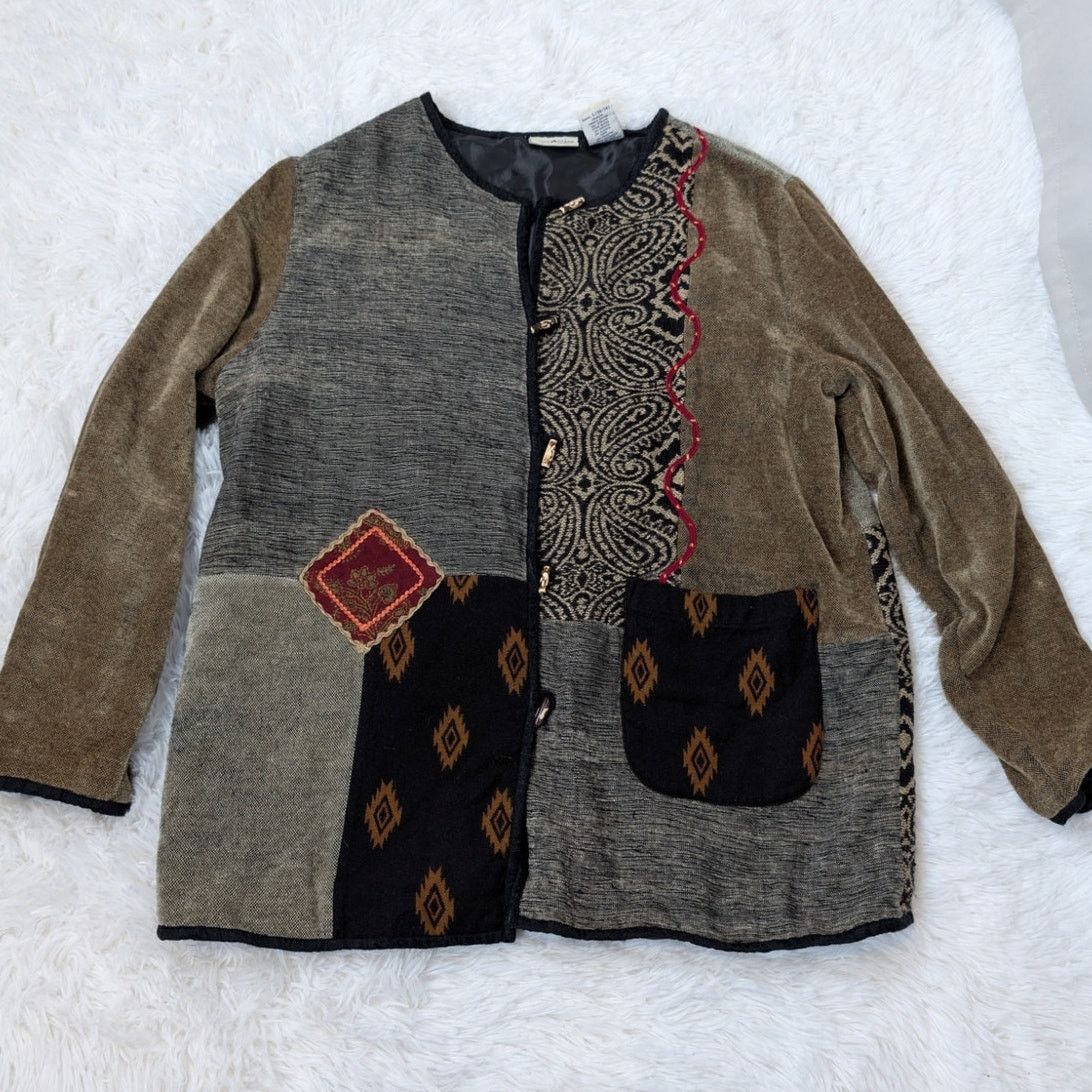 Other White Stag Patchwork Chenille Jacket L Boho Artsy Textured Size L / US 10 / IT 46 - 13 Thumbnail